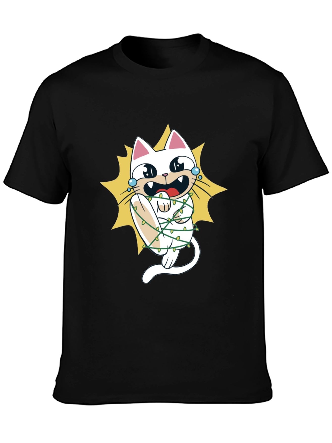 Cat in Christmas Lights Graphic Tee