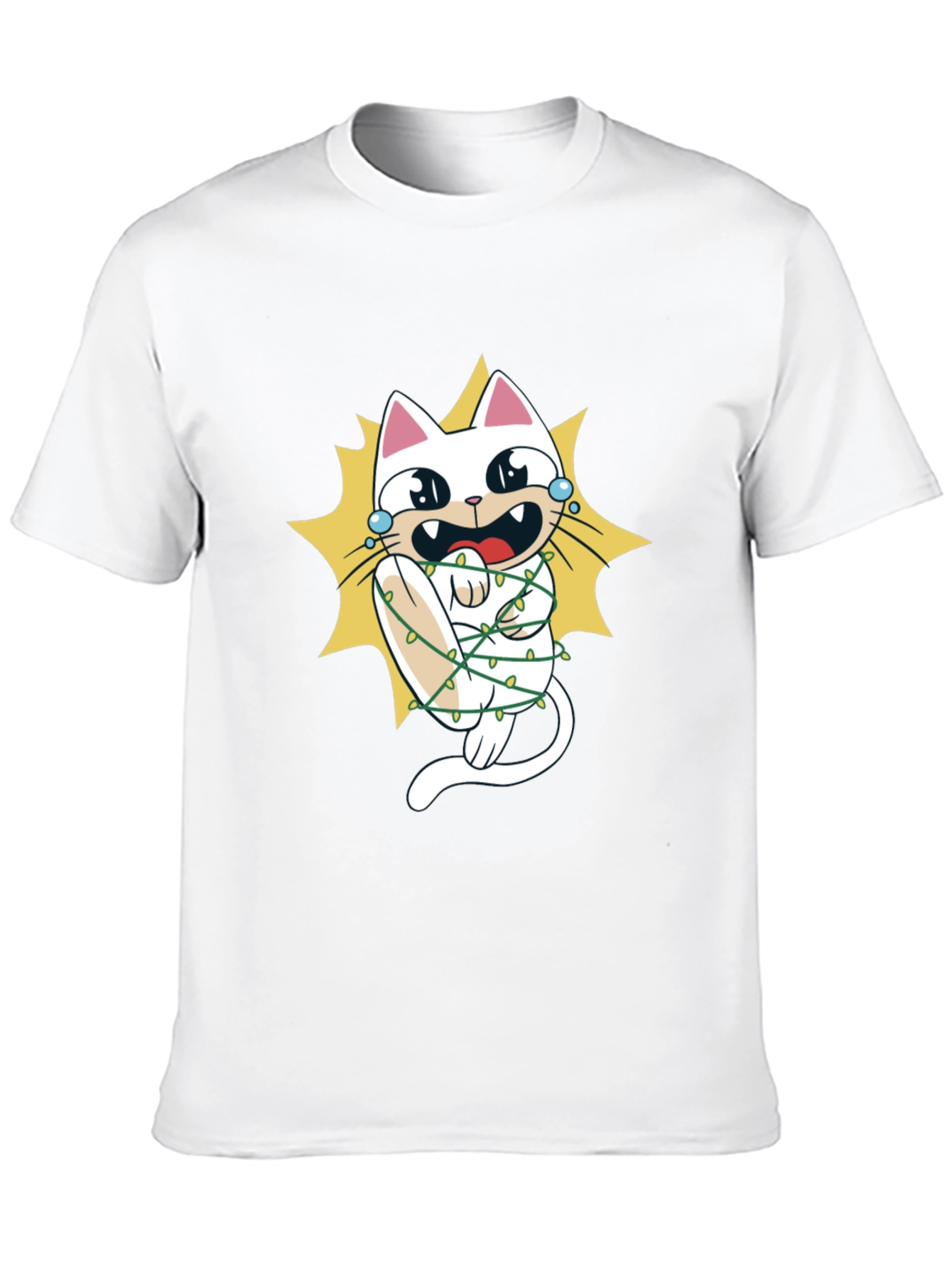 Cat in Christmas Lights Graphic Tee