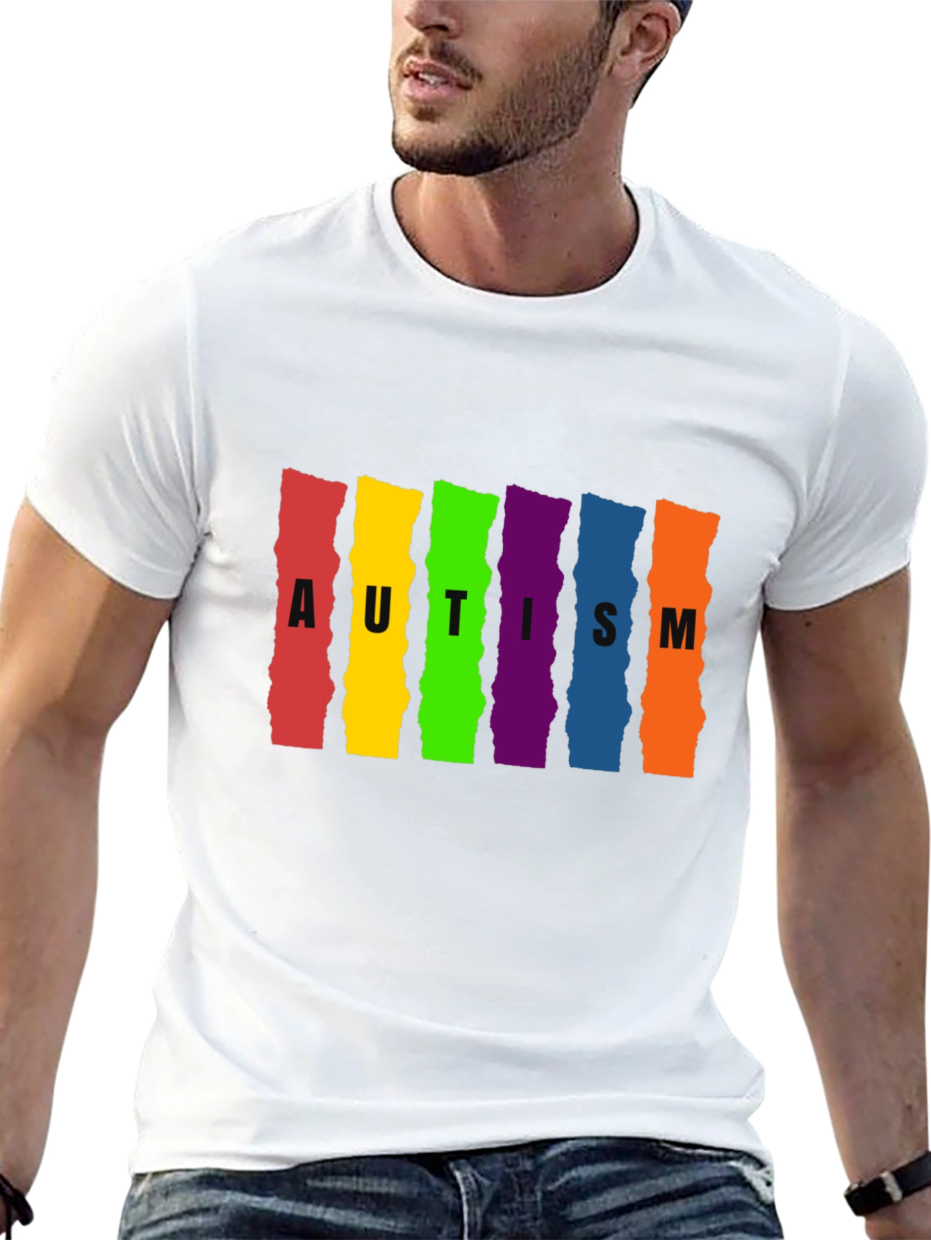 Autism Awareness Rainbow Striped T-Shirt