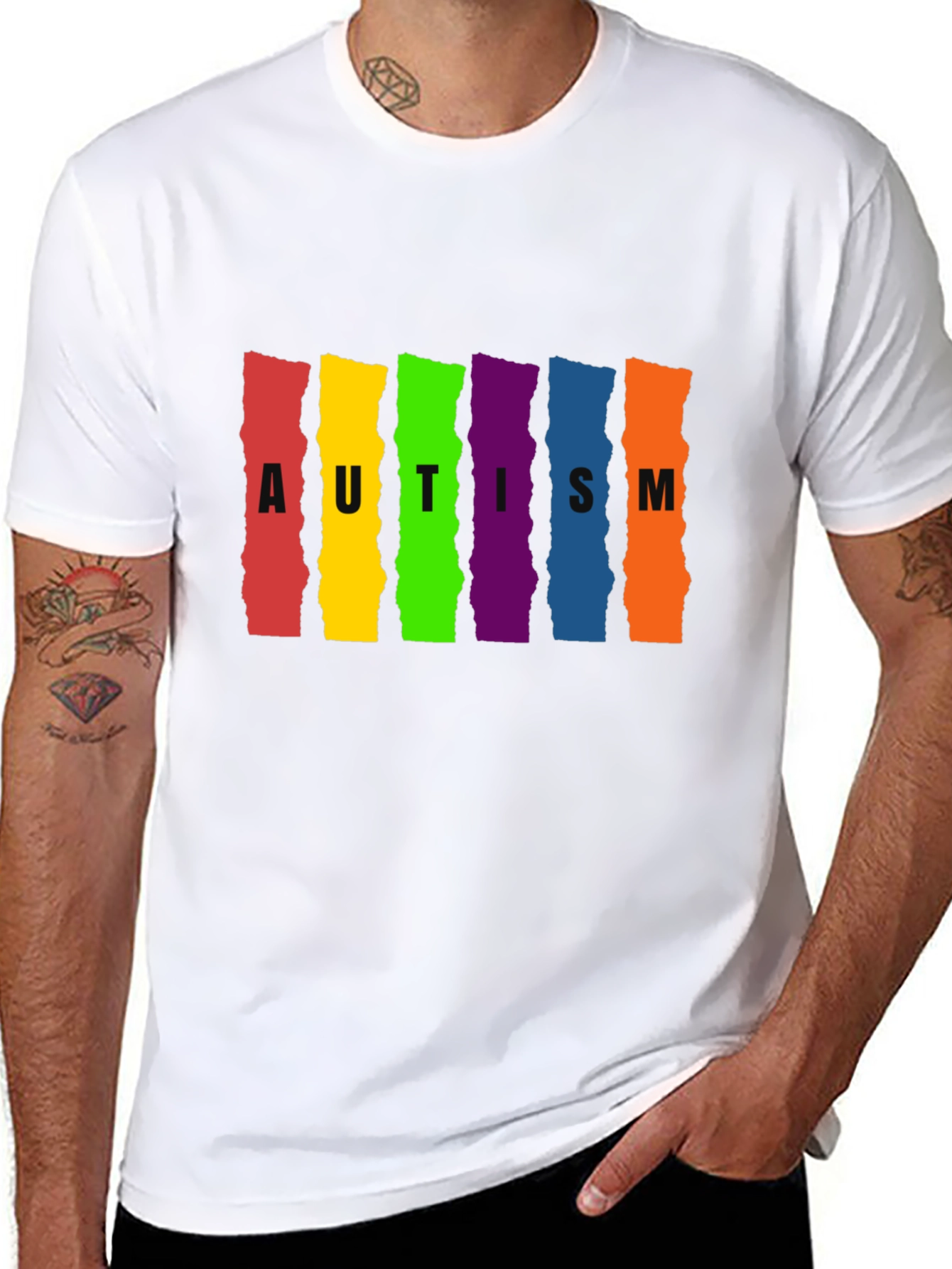 Autism Awareness Rainbow Striped T-Shirt
