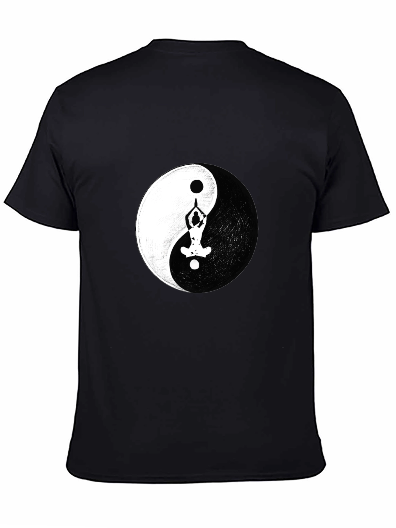 Yin Yang Yoga Pose Graphic Black T-Shirt