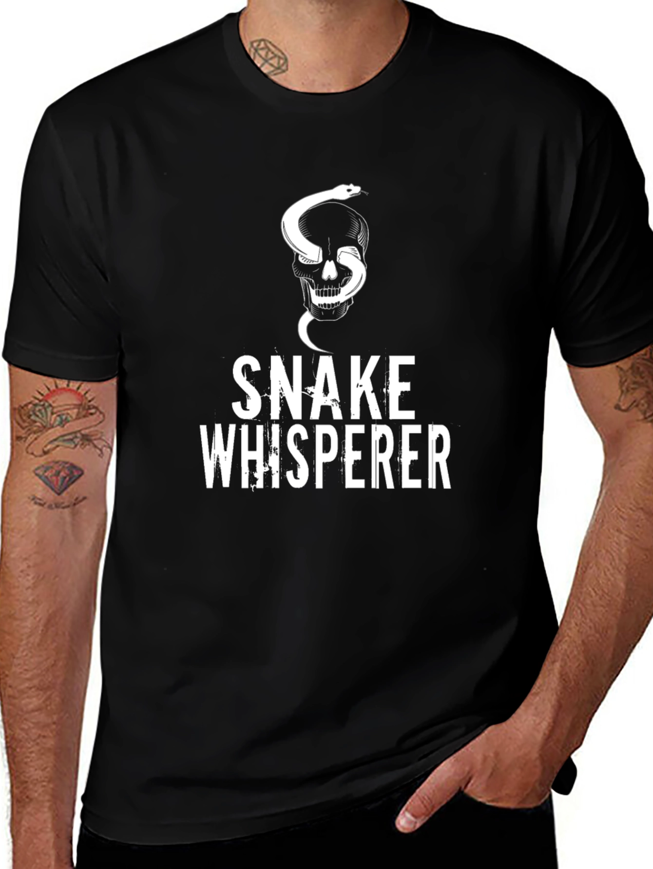 Snake Whisperer Graphic Tee - Skull & Snake Design