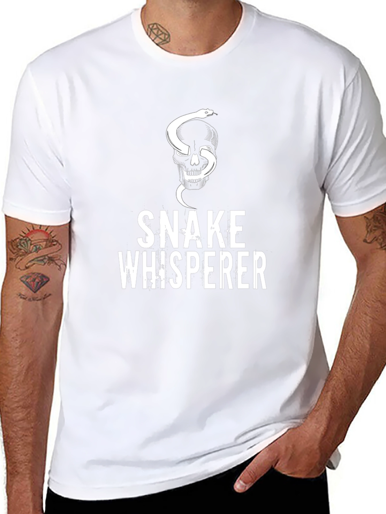 Snake Whisperer Graphic Tee - Skull & Snake Design