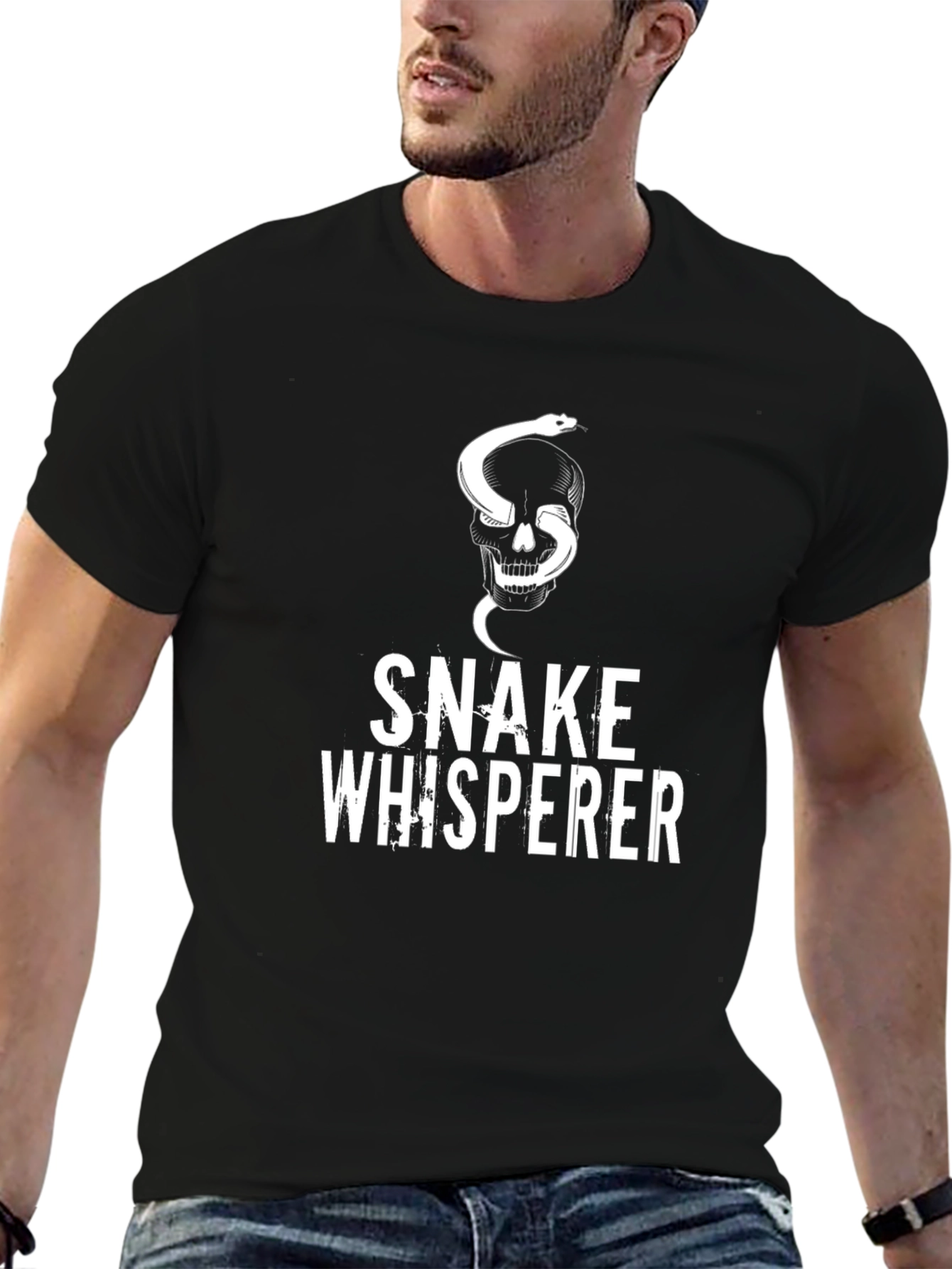Snake Whisperer Graphic Tee - Skull & Snake Design