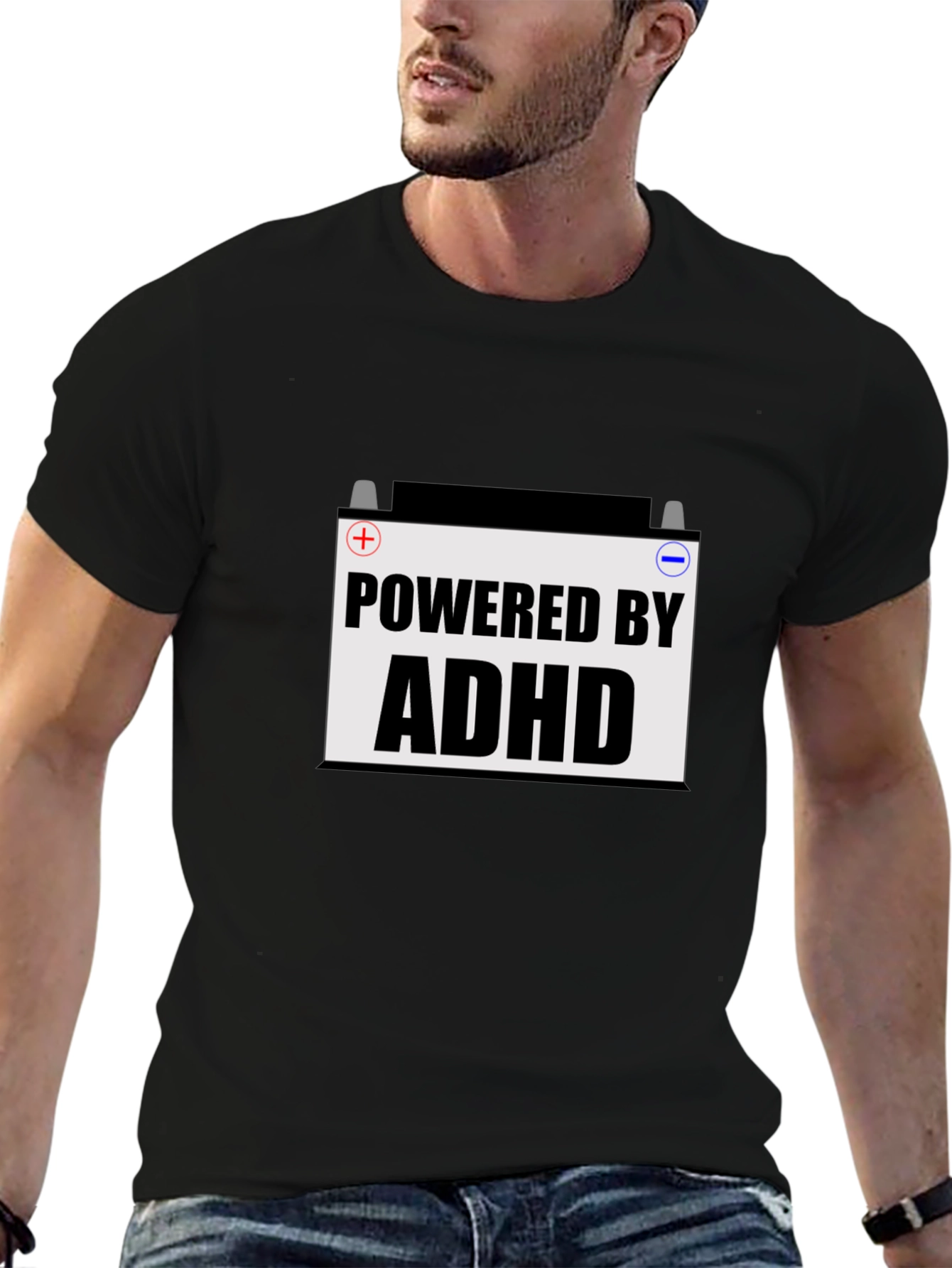 Powered by ADHD T-Shirt - Novelty Tee