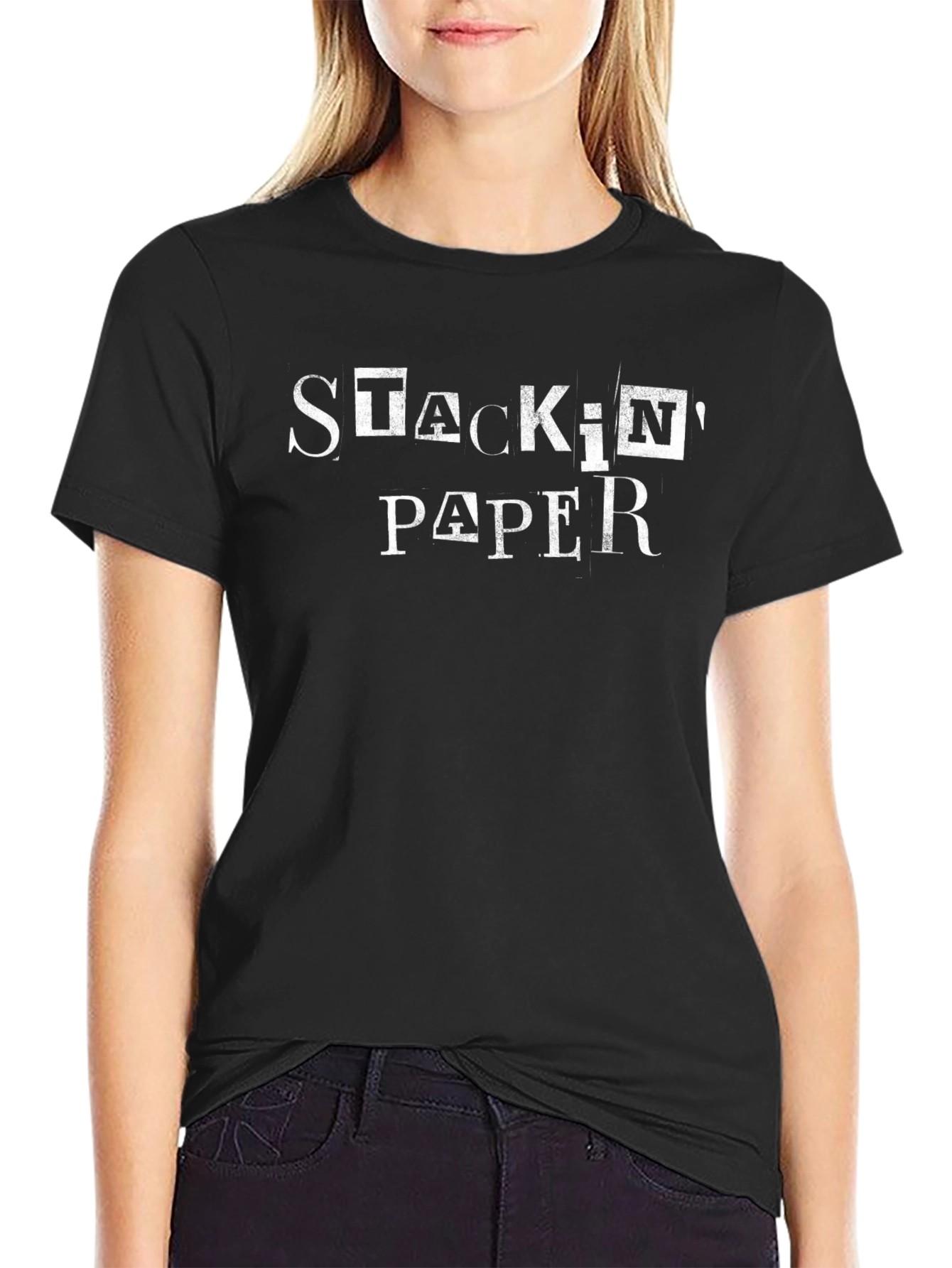 Stackin Paper Graphic Tee - Black Cotton Blend