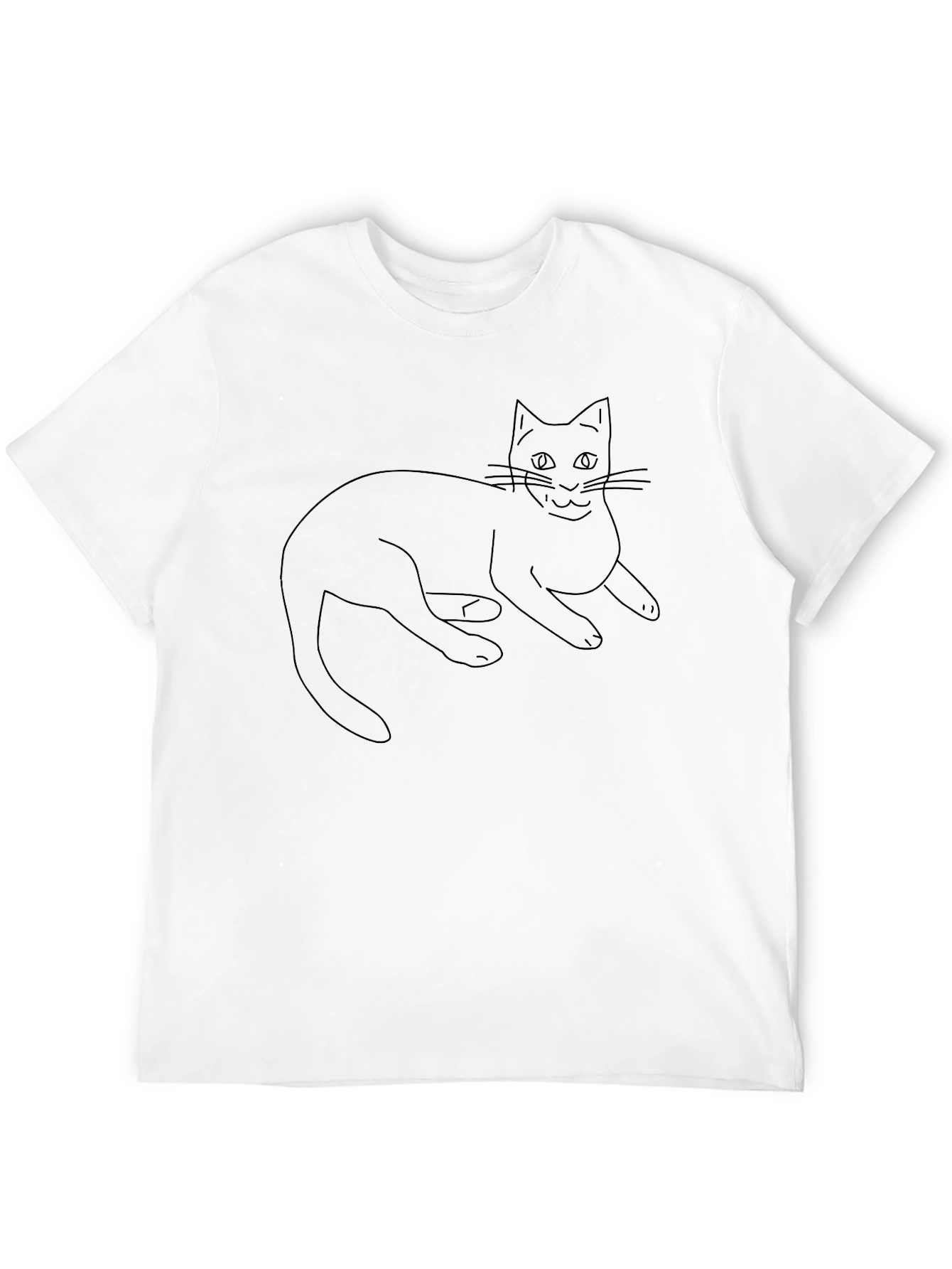 Cool Cat Outline Black T-Shirt