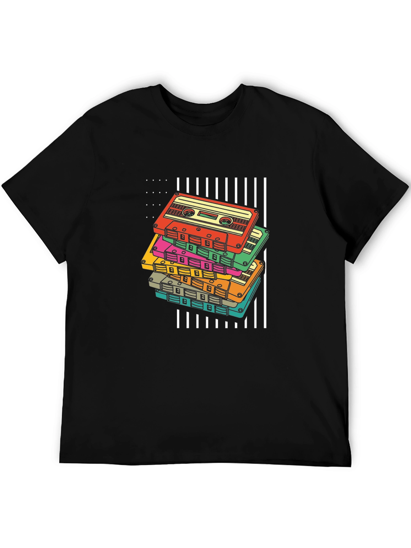 Retro Cassette Tape Stack Graphic Tee