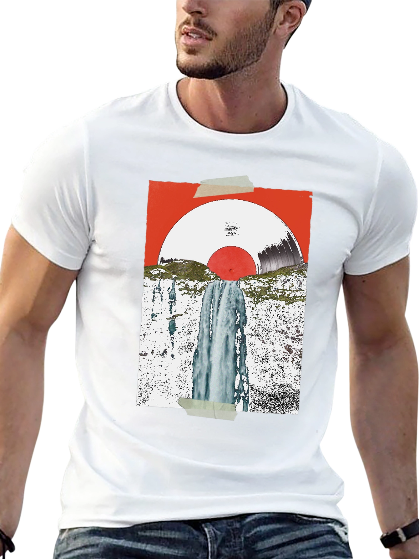 Abstract Vinyl Record Waterfall Graphic Tee