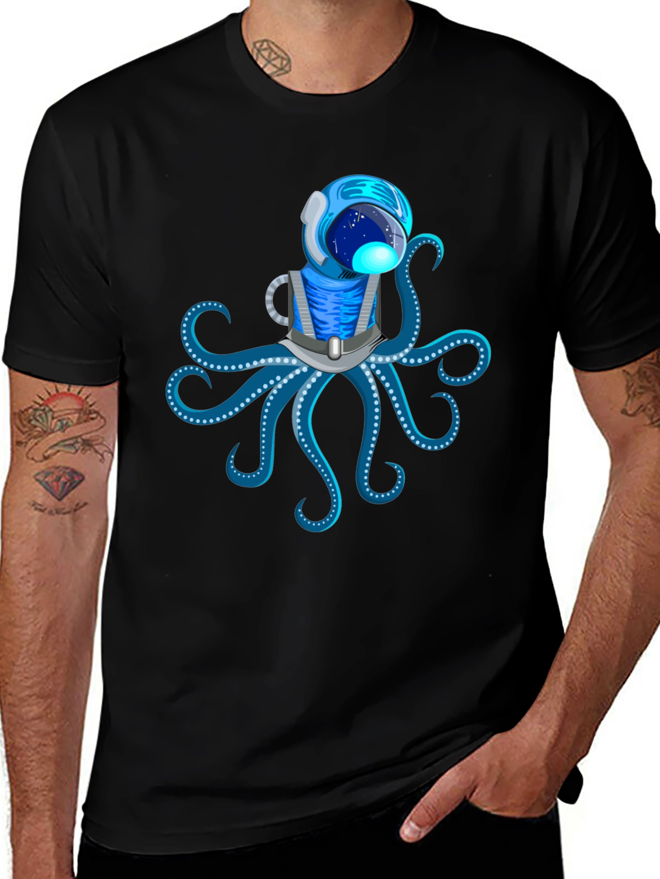 Astronaut Octopus Graphic T-Shirt