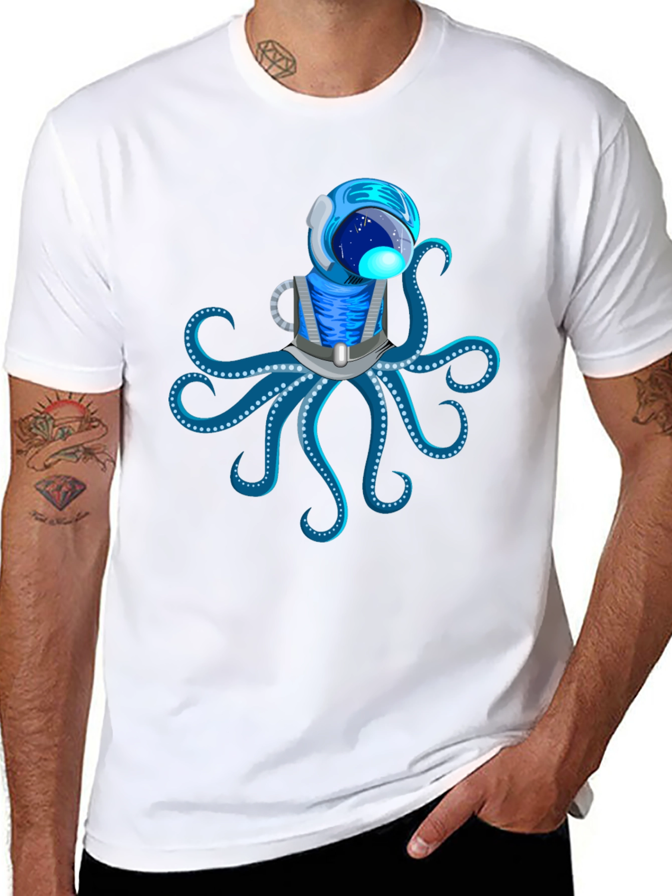 Astronaut Octopus Graphic T-Shirt