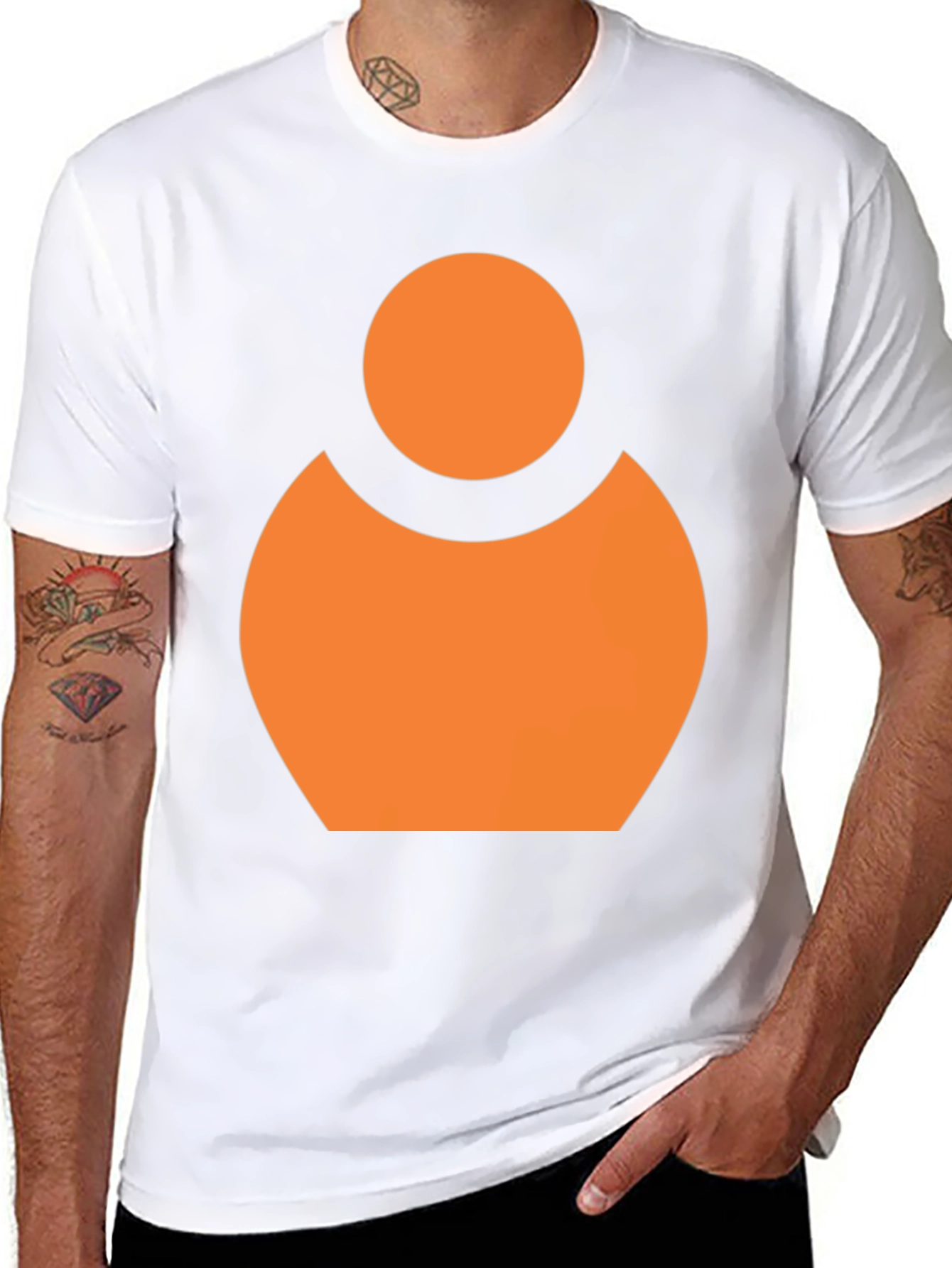 Abstract Orange Person Icon Black T-Shirt