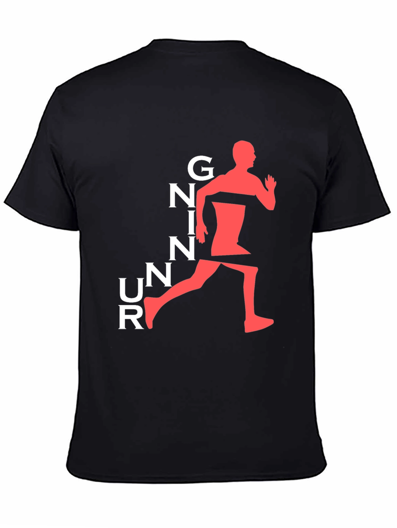 Running Man Graphic Tee - Black Cotton T-Shirt