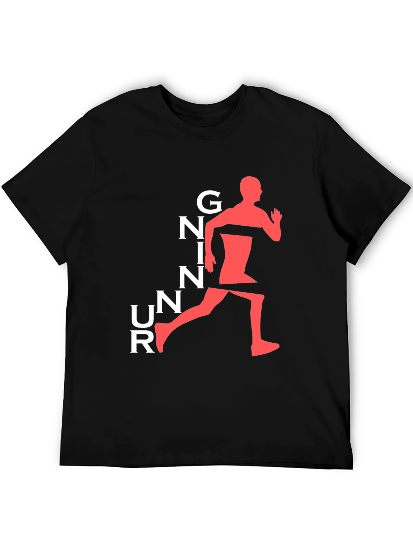 Running Man Graphic Tee - Black Cotton T-Shirt