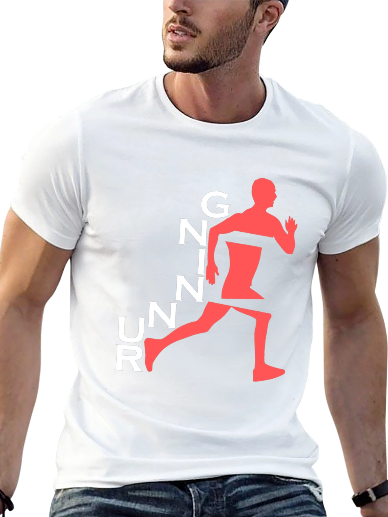 Running Man Graphic Tee - Black Cotton T-Shirt