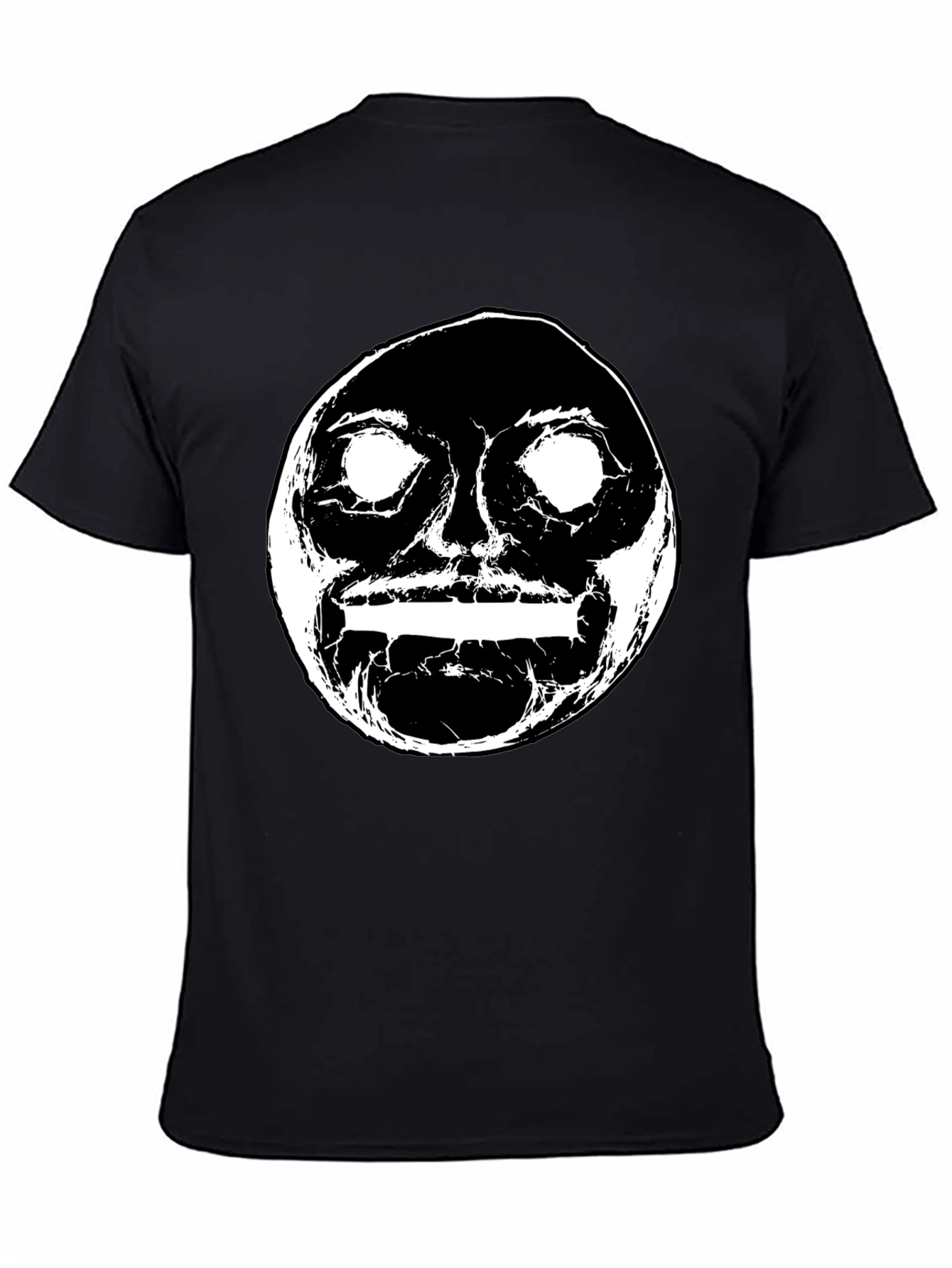 Abstract Face Graphic Black Crewneck T-Shirt