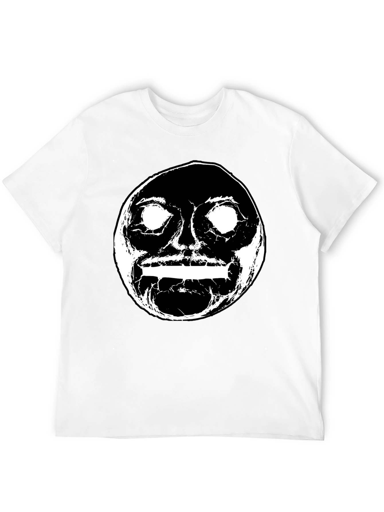 Abstract Face Graphic Black Crewneck T-Shirt