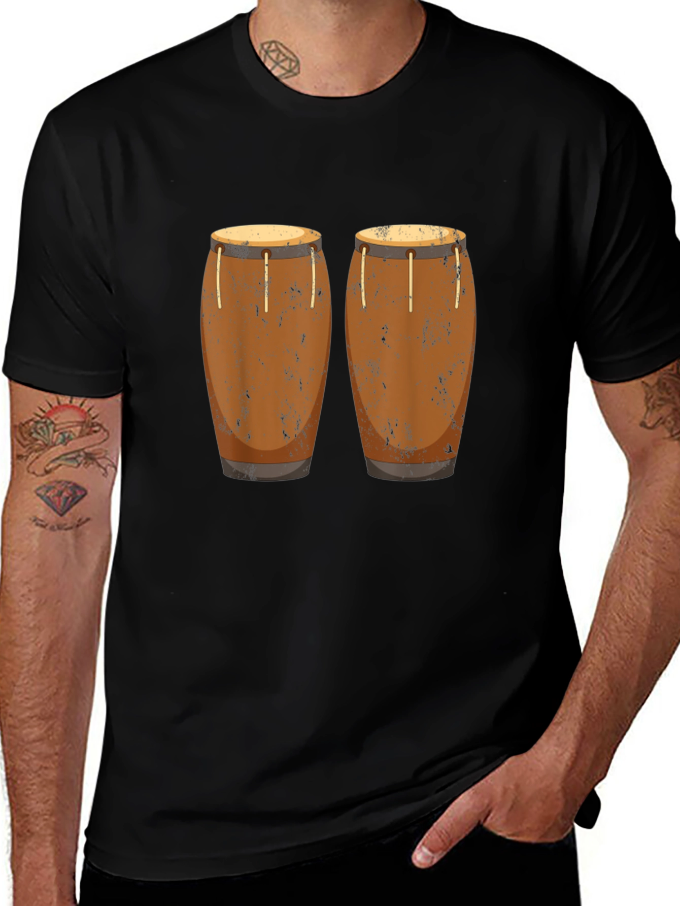 Conga Drum Graphic Tee - Black Unisex T-Shirt