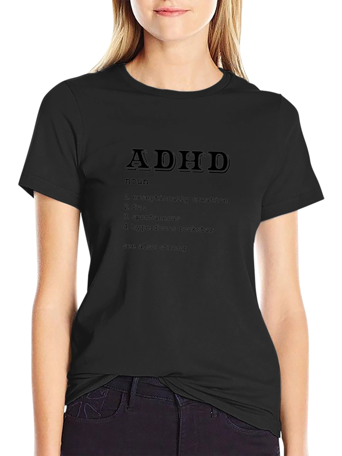 ADHD Definition Black T-Shirt Creative Fun Rockstar