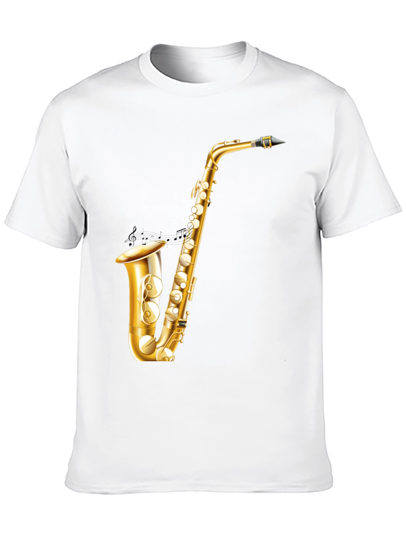 Saxophone Graphic Tee - Musician Style Black T-Shirt