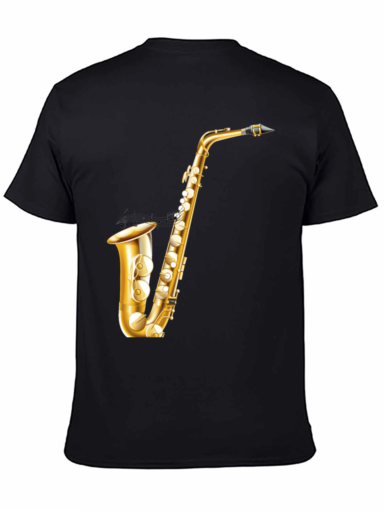 Saxophone Graphic Tee - Musician Style Black T-Shirt