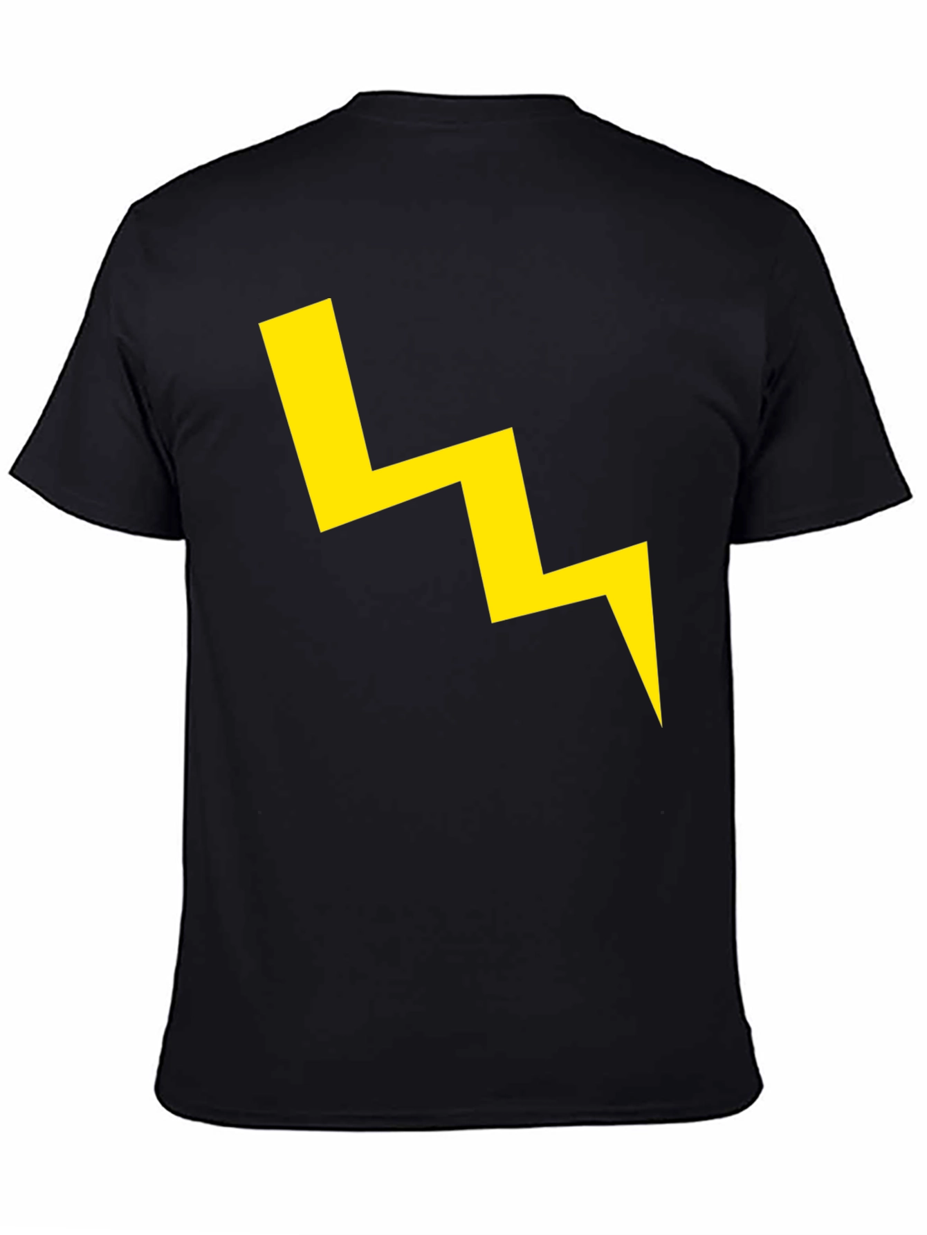 Black T-Shirt with Yellow Lightning Bolt Graphic