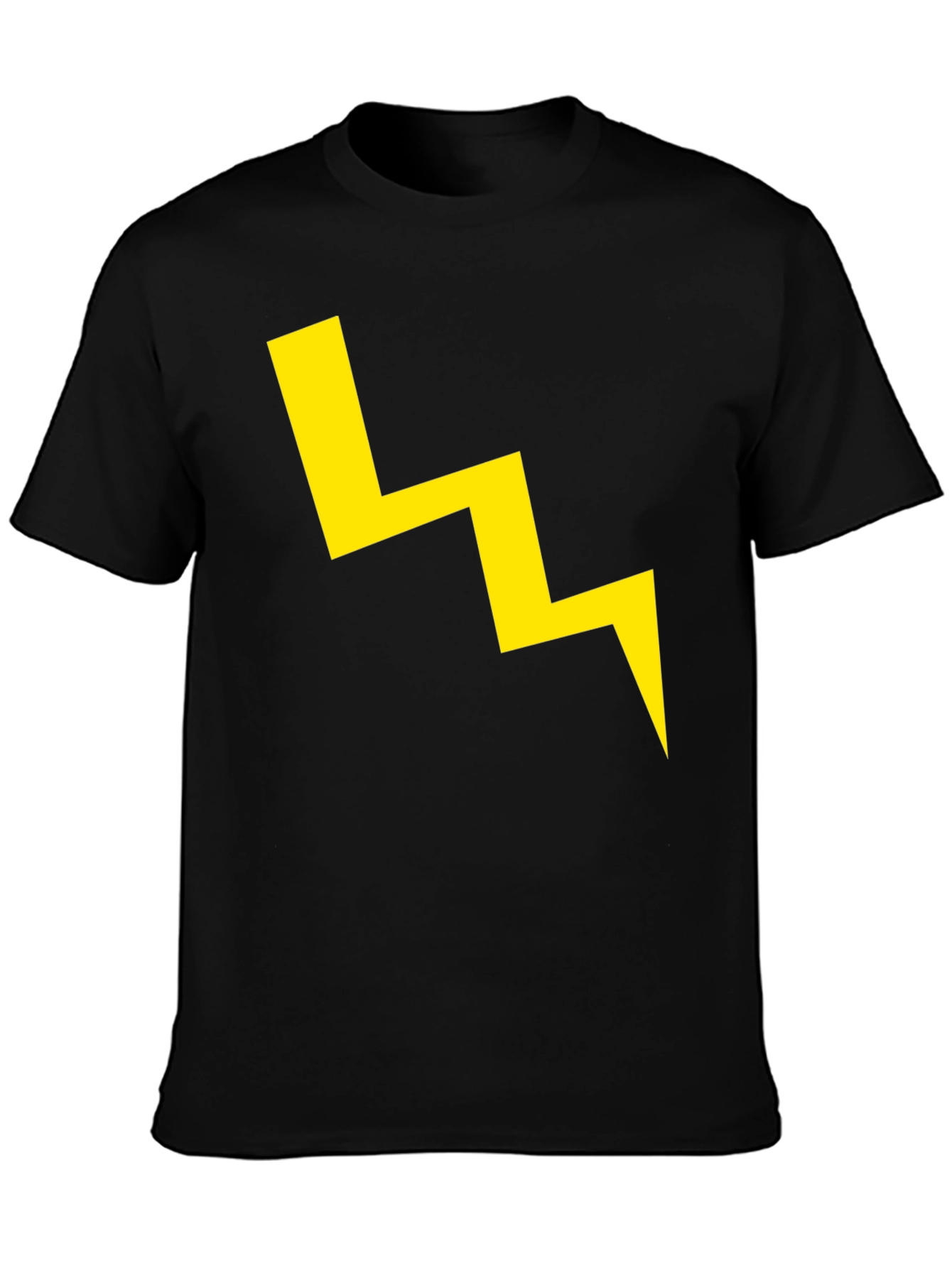 Black T-Shirt with Yellow Lightning Bolt Graphic