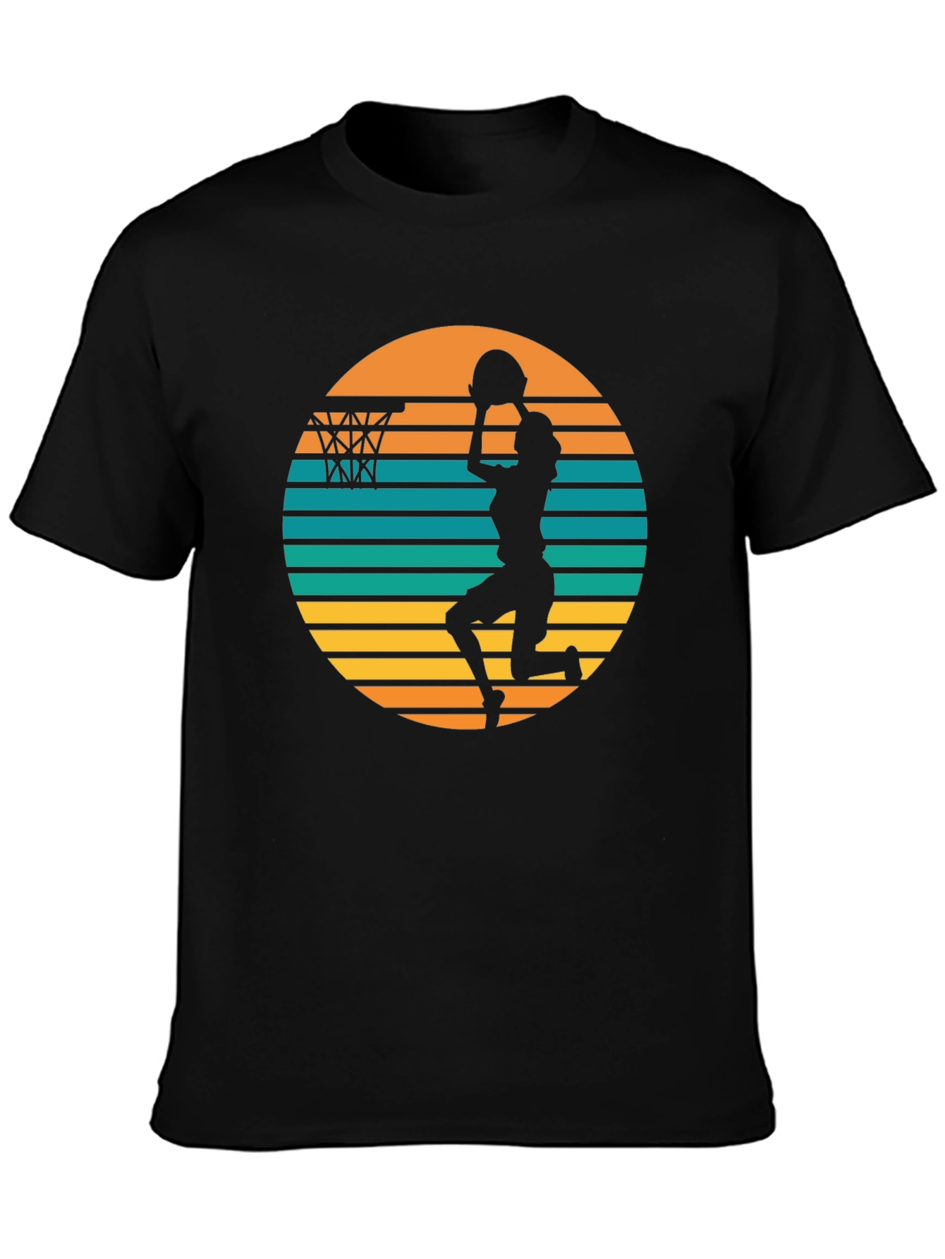 Retro Sunset Basketball T-Shirt
