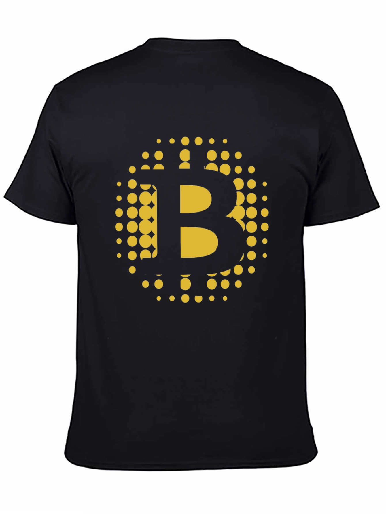 Bitcoin B Gold Dot Graphic Black T-Shirt