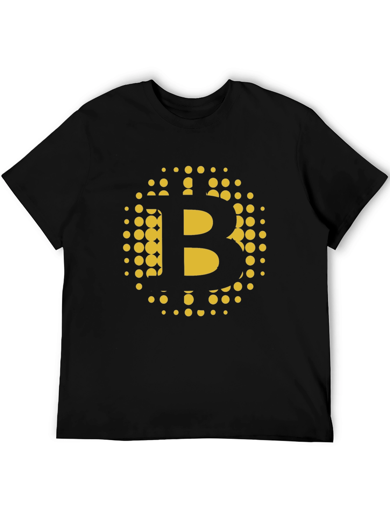 Bitcoin B Gold Dot Graphic Black T-Shirt