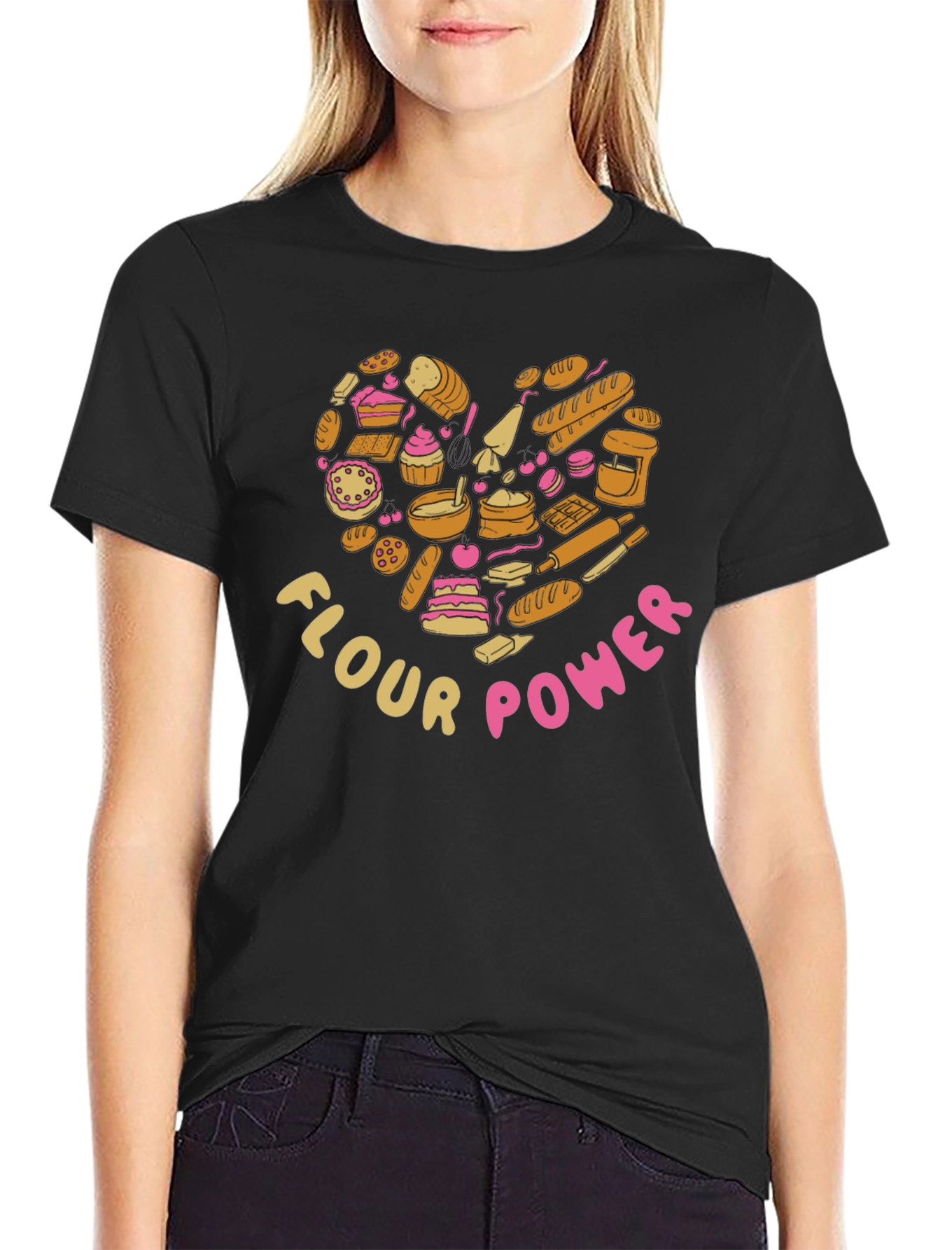 Flour Power Bakers Heart Graphic T-Shirt