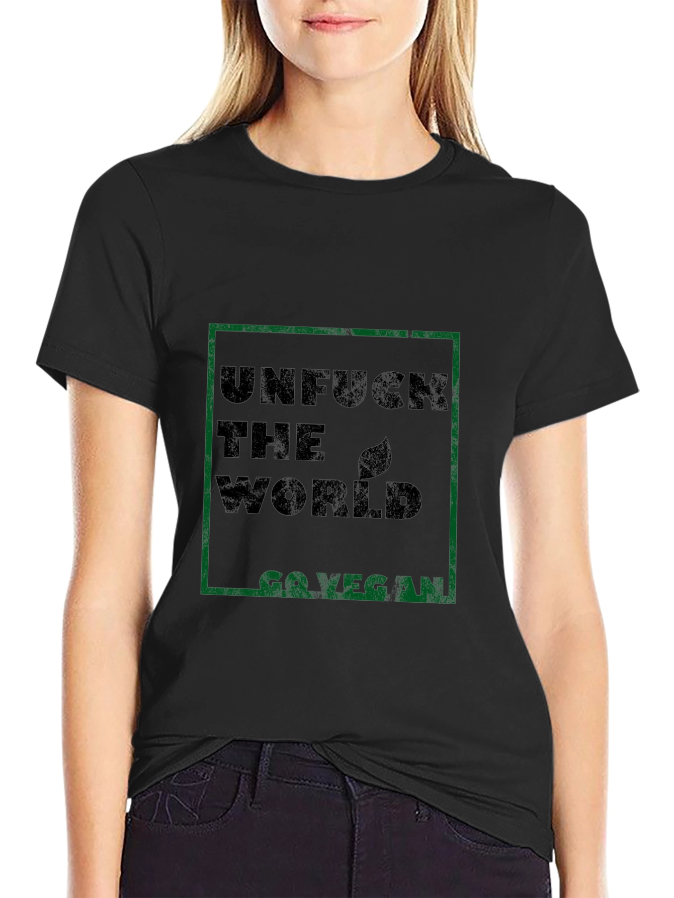Unfuck the World Go Vegan Black T-Shirt