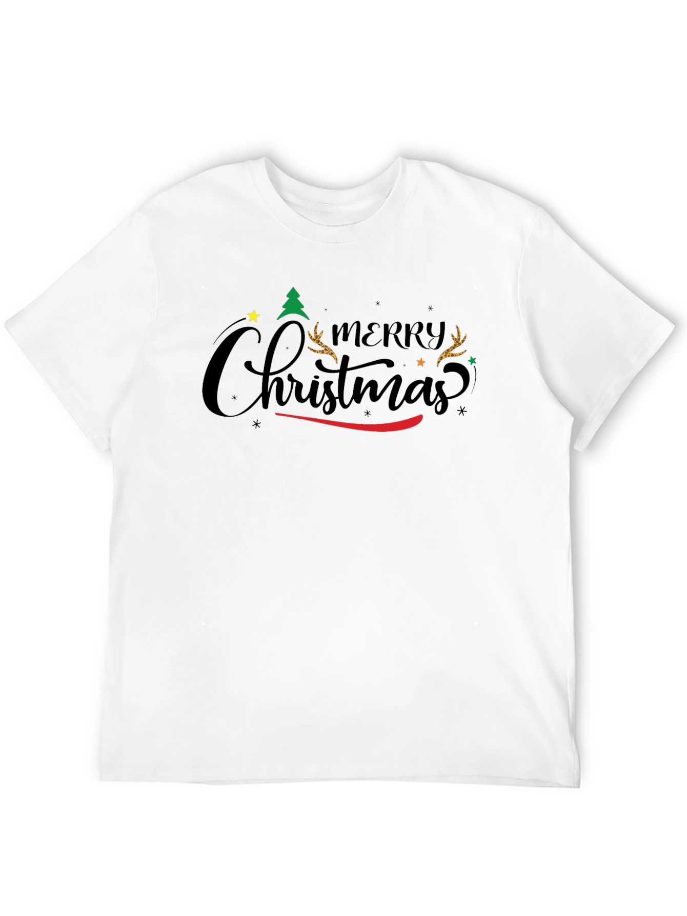 Festive Merry Christmas Graphic Tee - Black