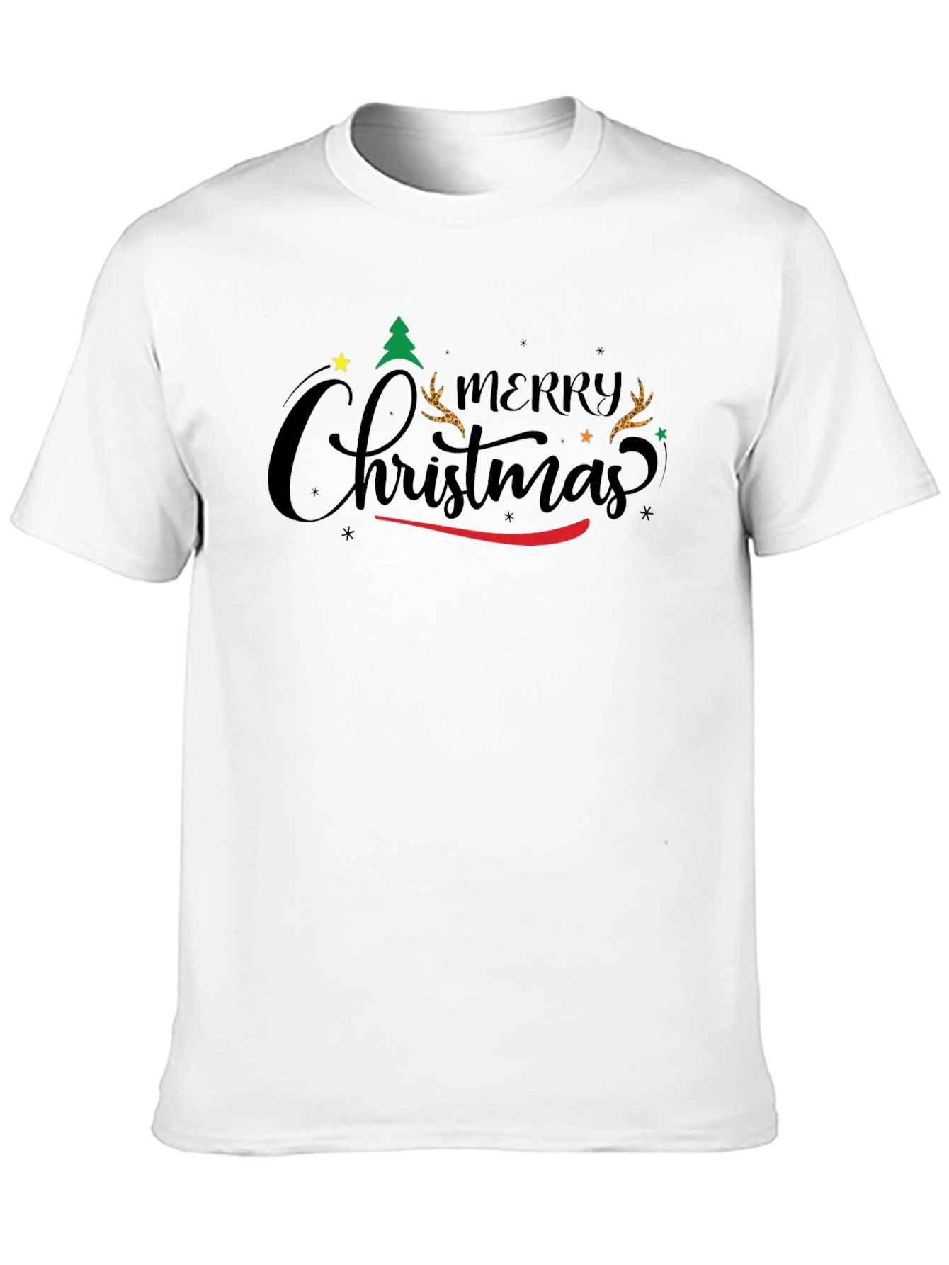 Festive Merry Christmas Graphic Tee - Black