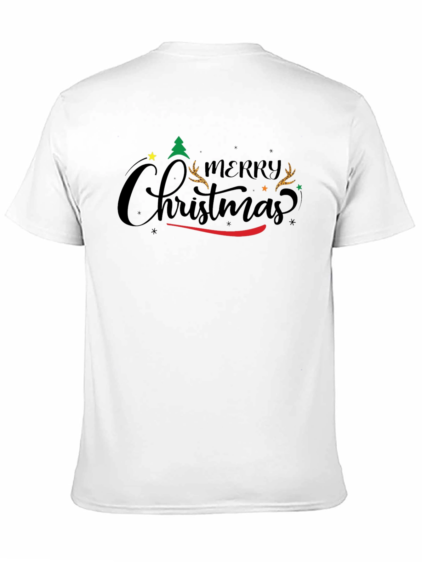 Festive Merry Christmas Graphic Tee - Black