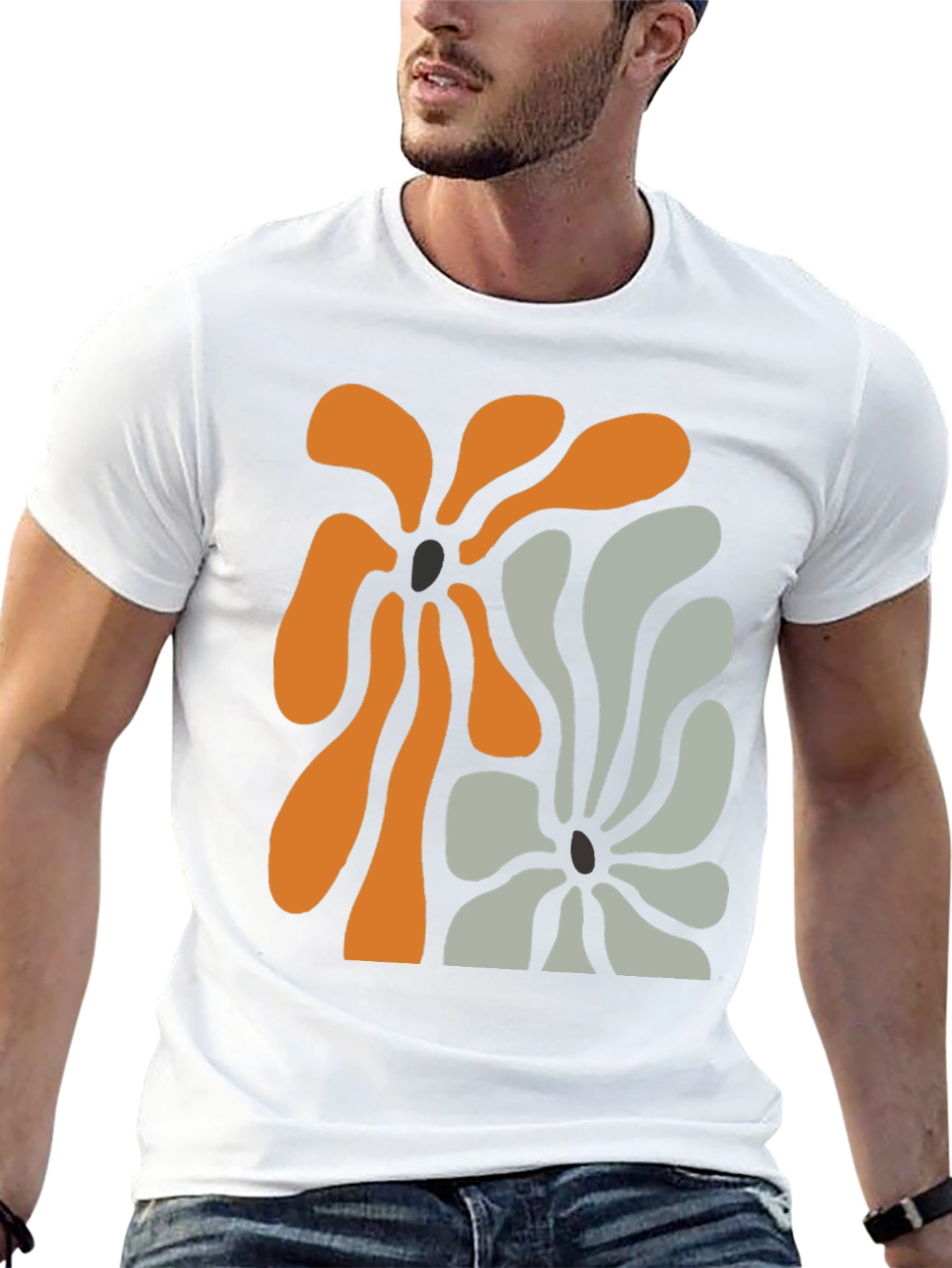 Abstract Floral Graphic Tee - Modern Design T-Shirt