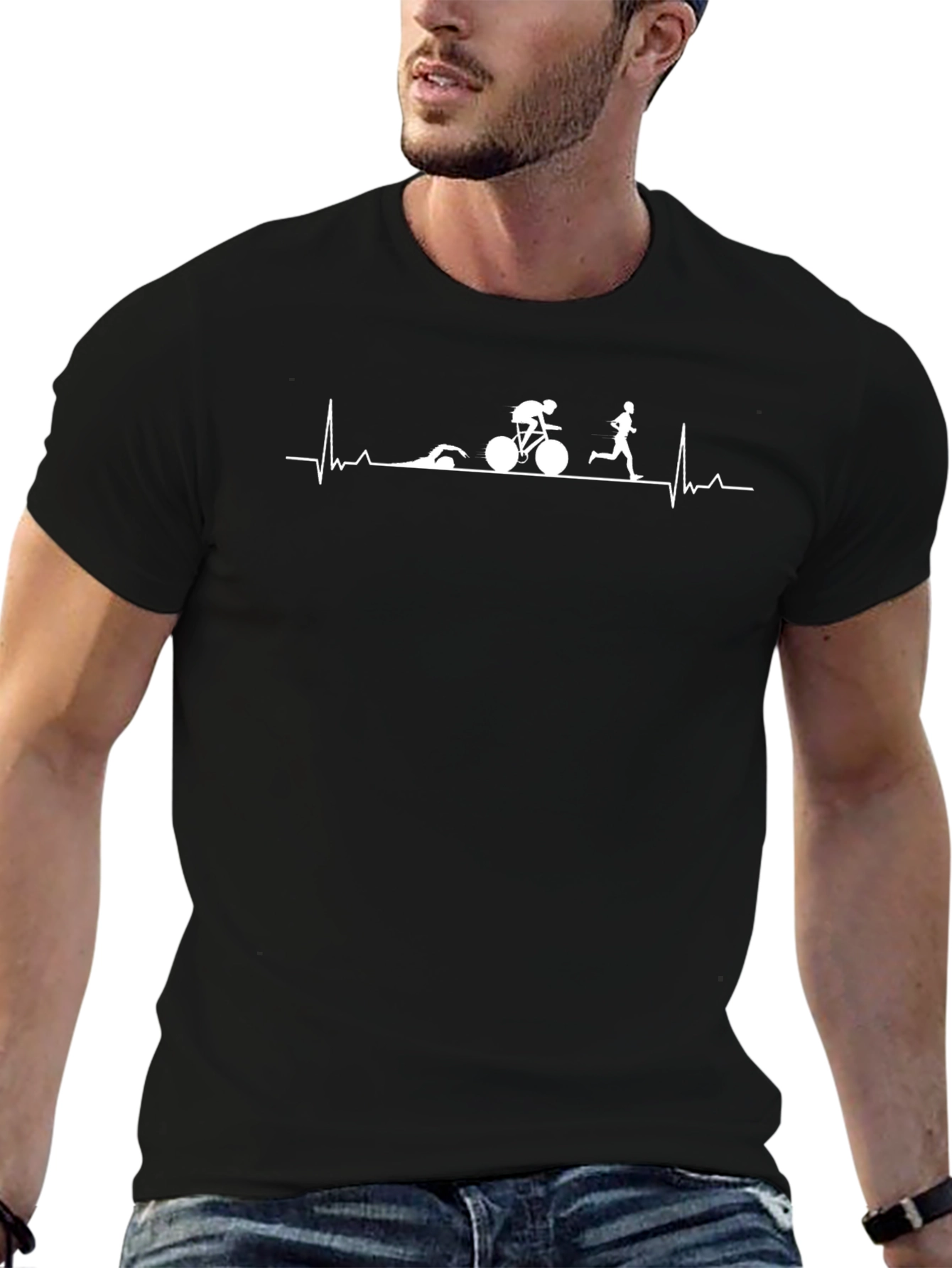Triathlon Heartbeat T-Shirt - Swim Bike Run