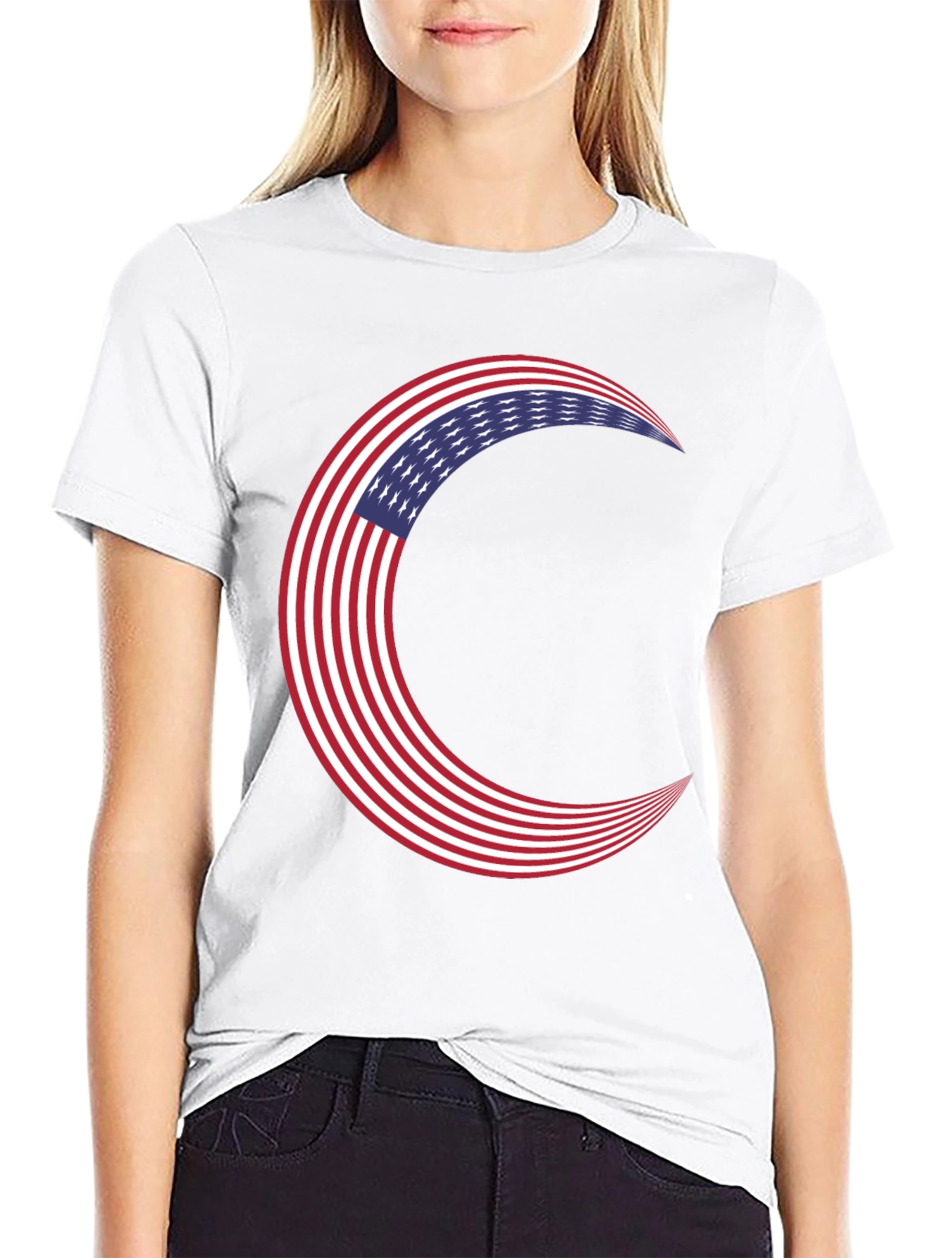 American Flag Crescent Moon T-Shirt
