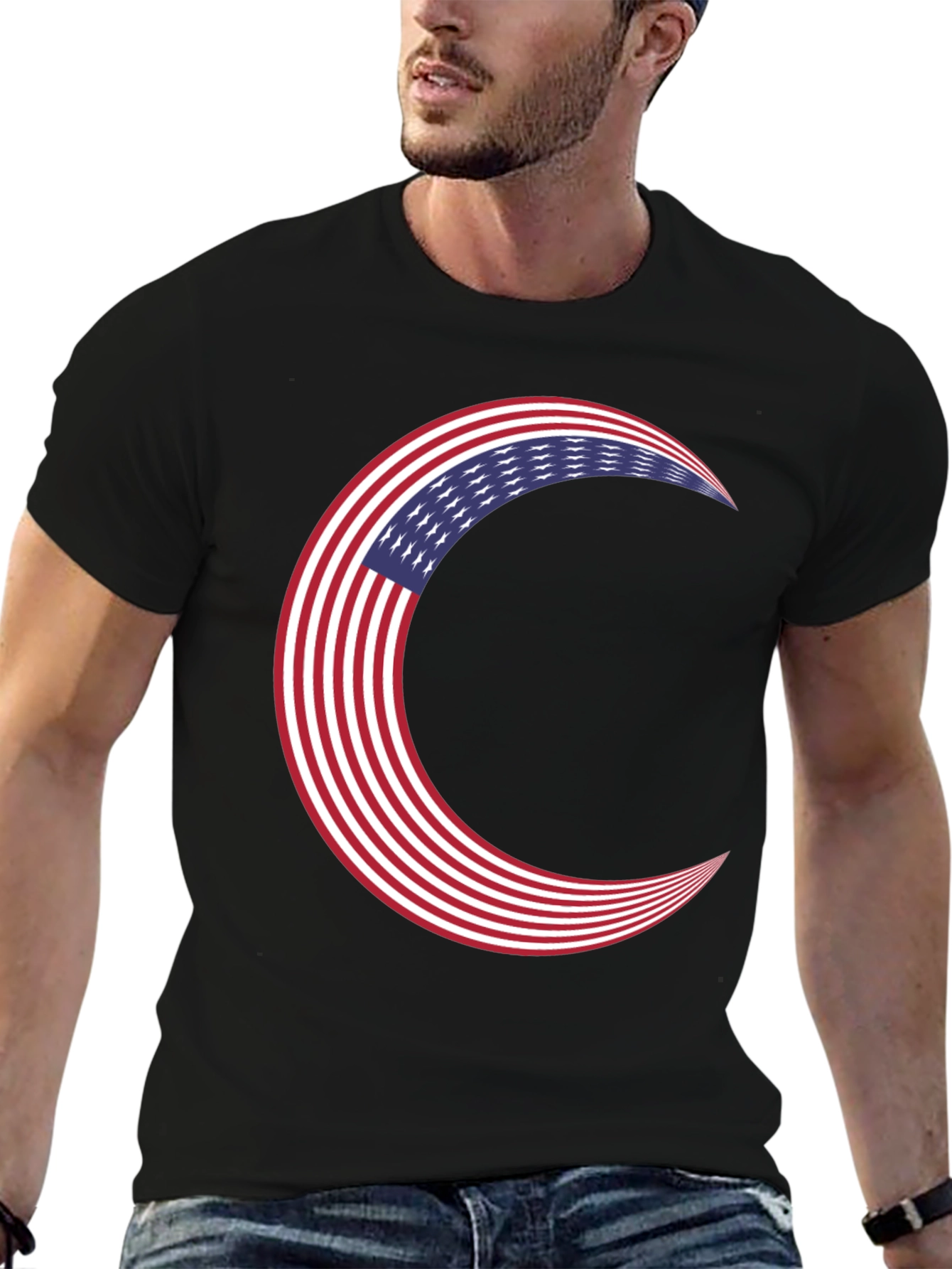 American Flag Crescent Moon T-Shirt