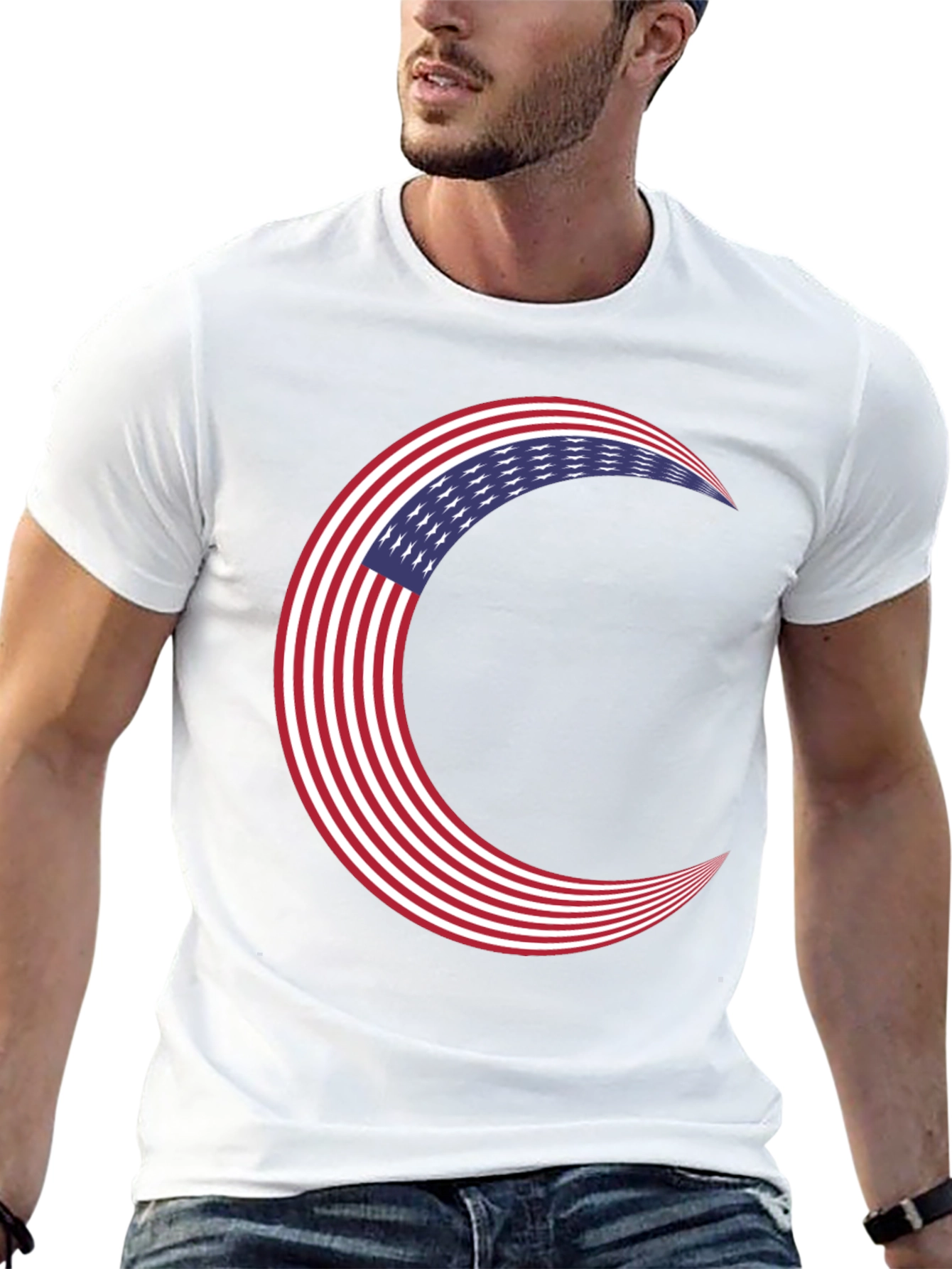 American Flag Crescent Moon T-Shirt