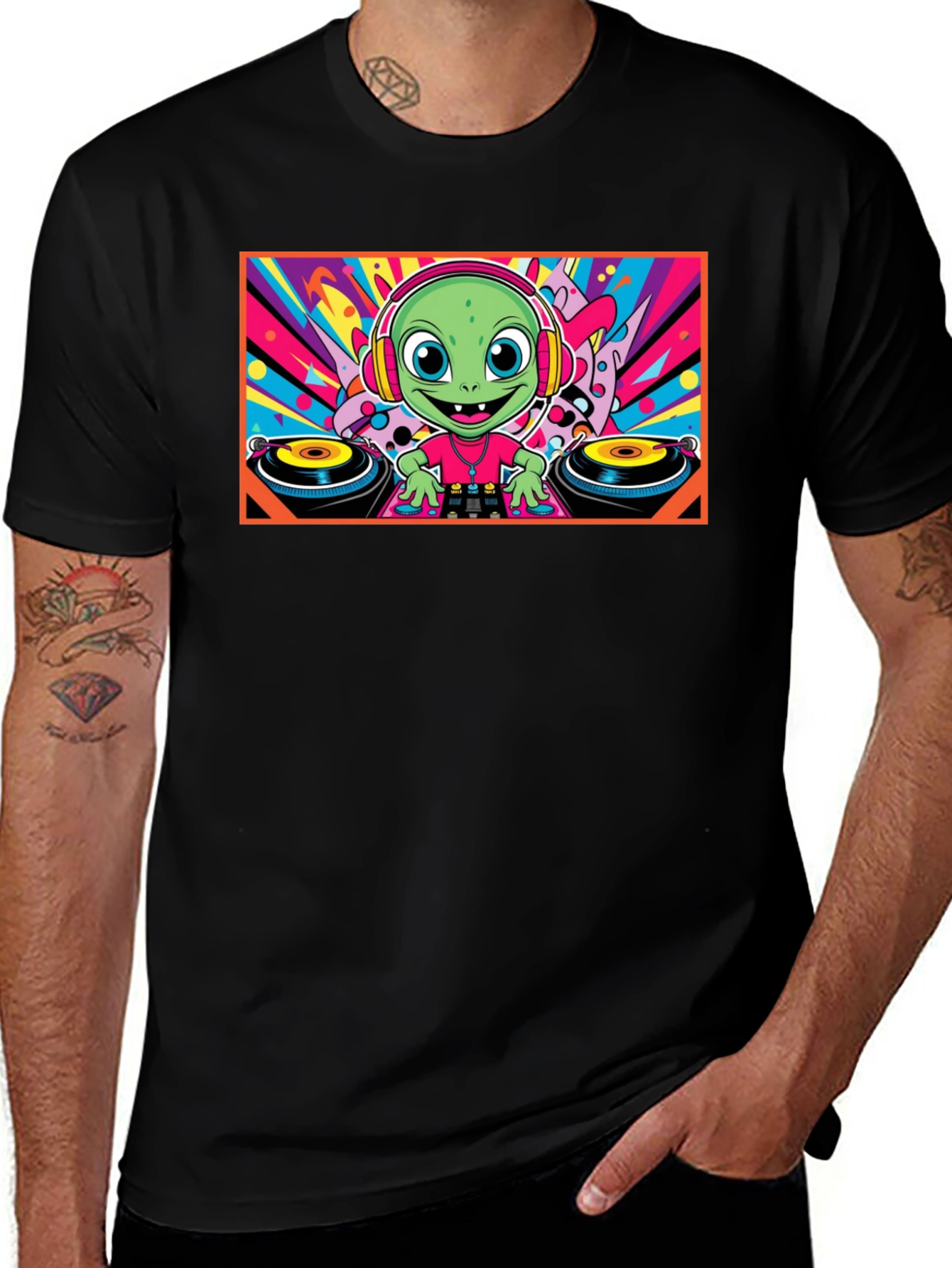 DJ Alien Graphic Tee - Funky Music Lover T-Shirt