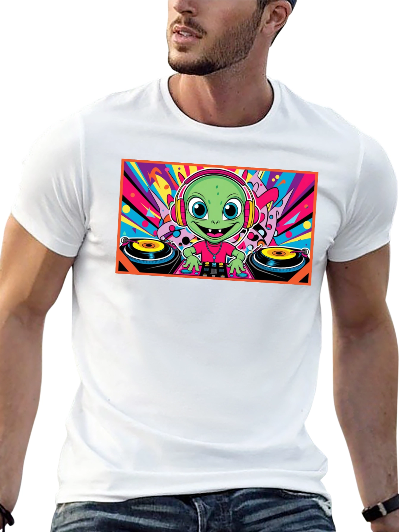 DJ Alien Graphic Tee - Funky Music Lover T-Shirt