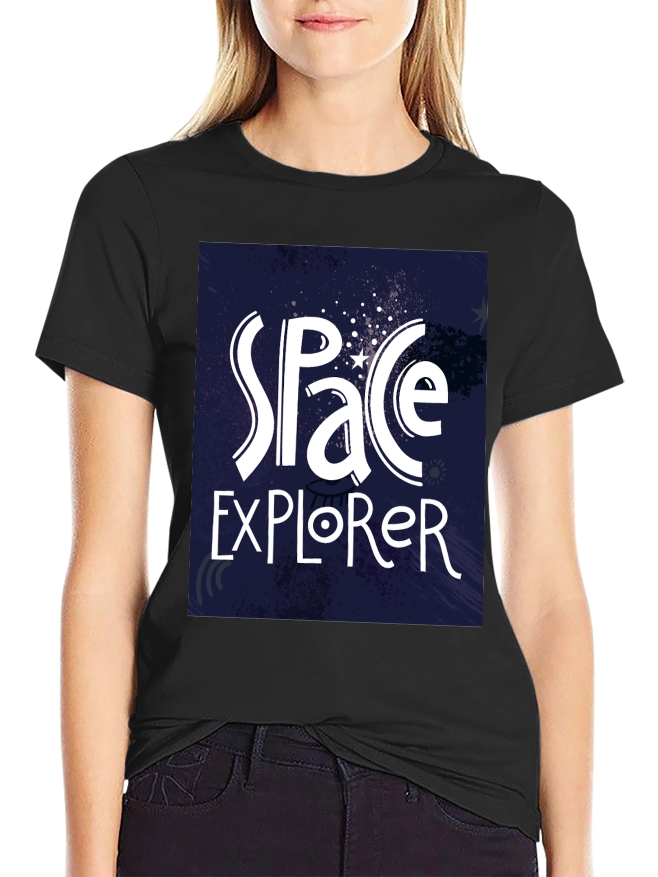 Space Explorer T-Shirt - Galaxy Design Black Tee