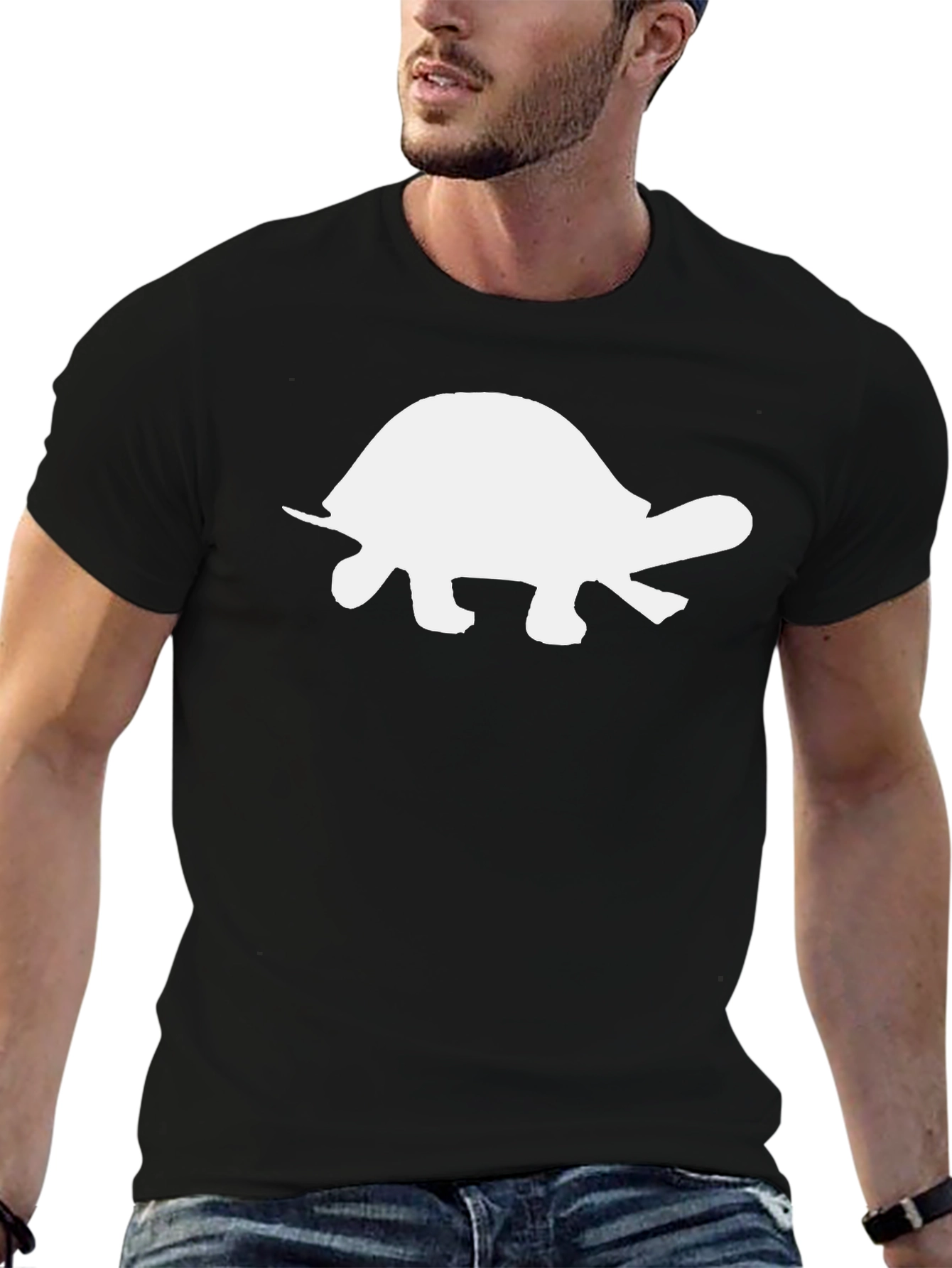 Turtle Graphic Tee - Black Cotton T-Shirt