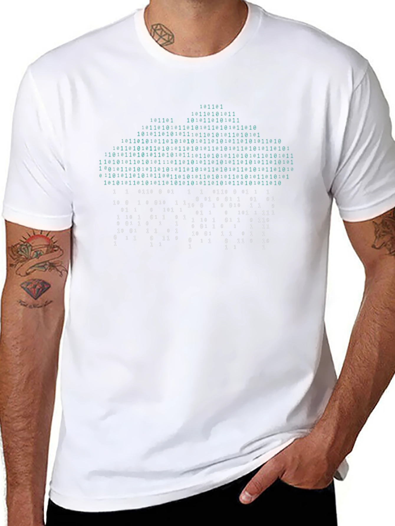 Binary Code Cloud T-Shirt - Tech Geek Style