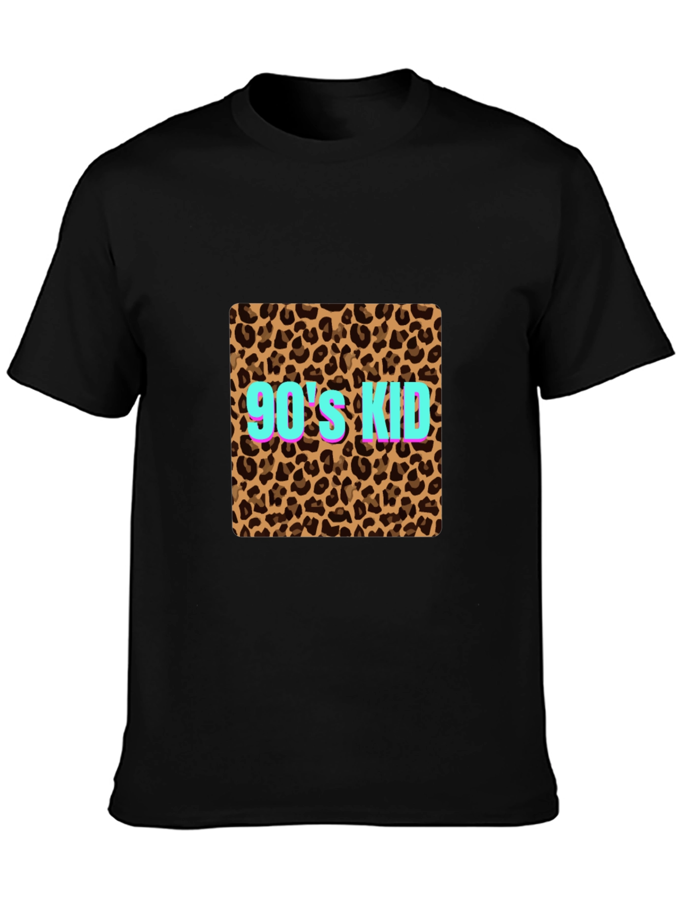90s Kid Leopard Print Black T-Shirt