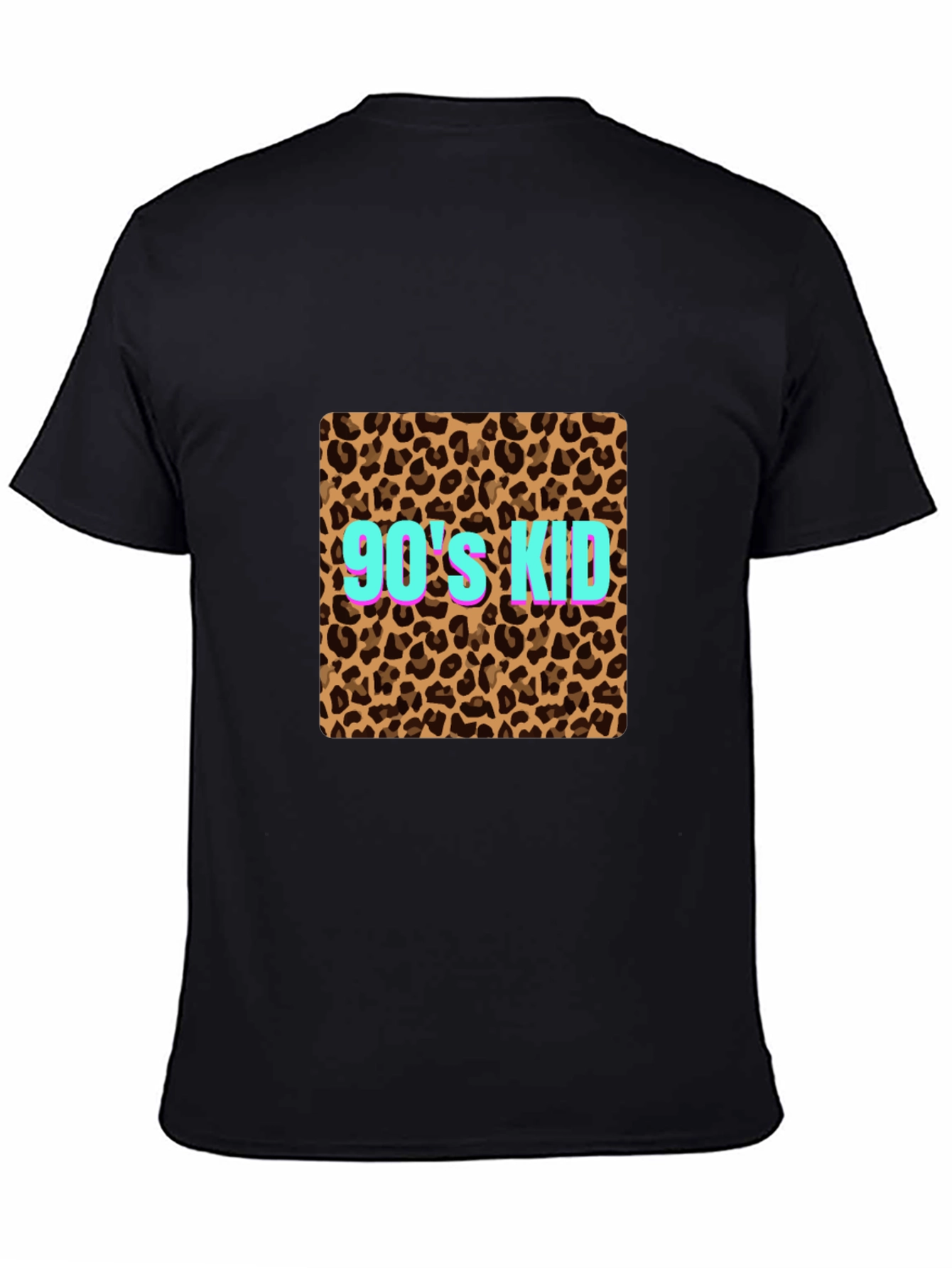 90s Kid Leopard Print Black T-Shirt