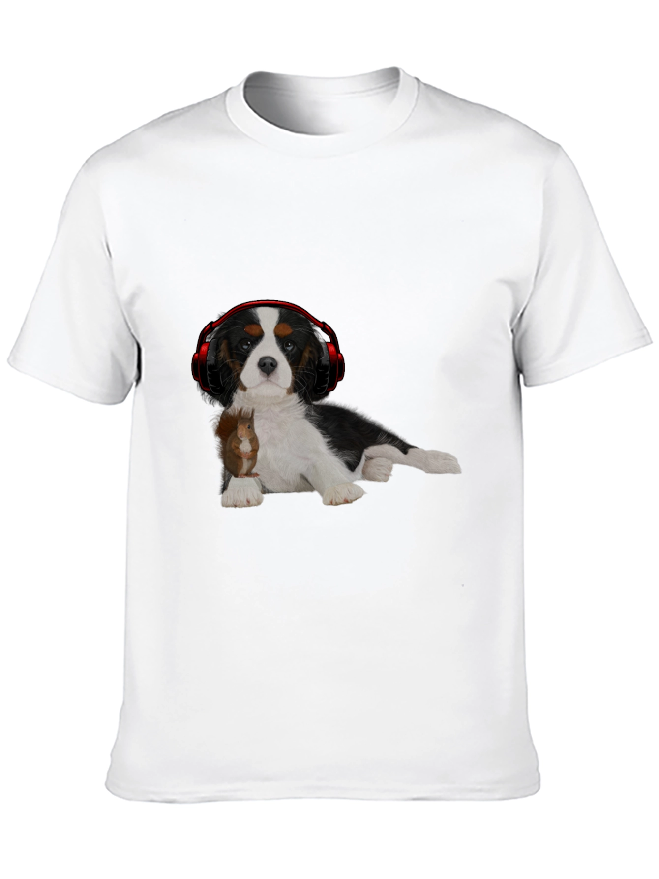 Dog with Squirrel and Headphones T-Shirt
