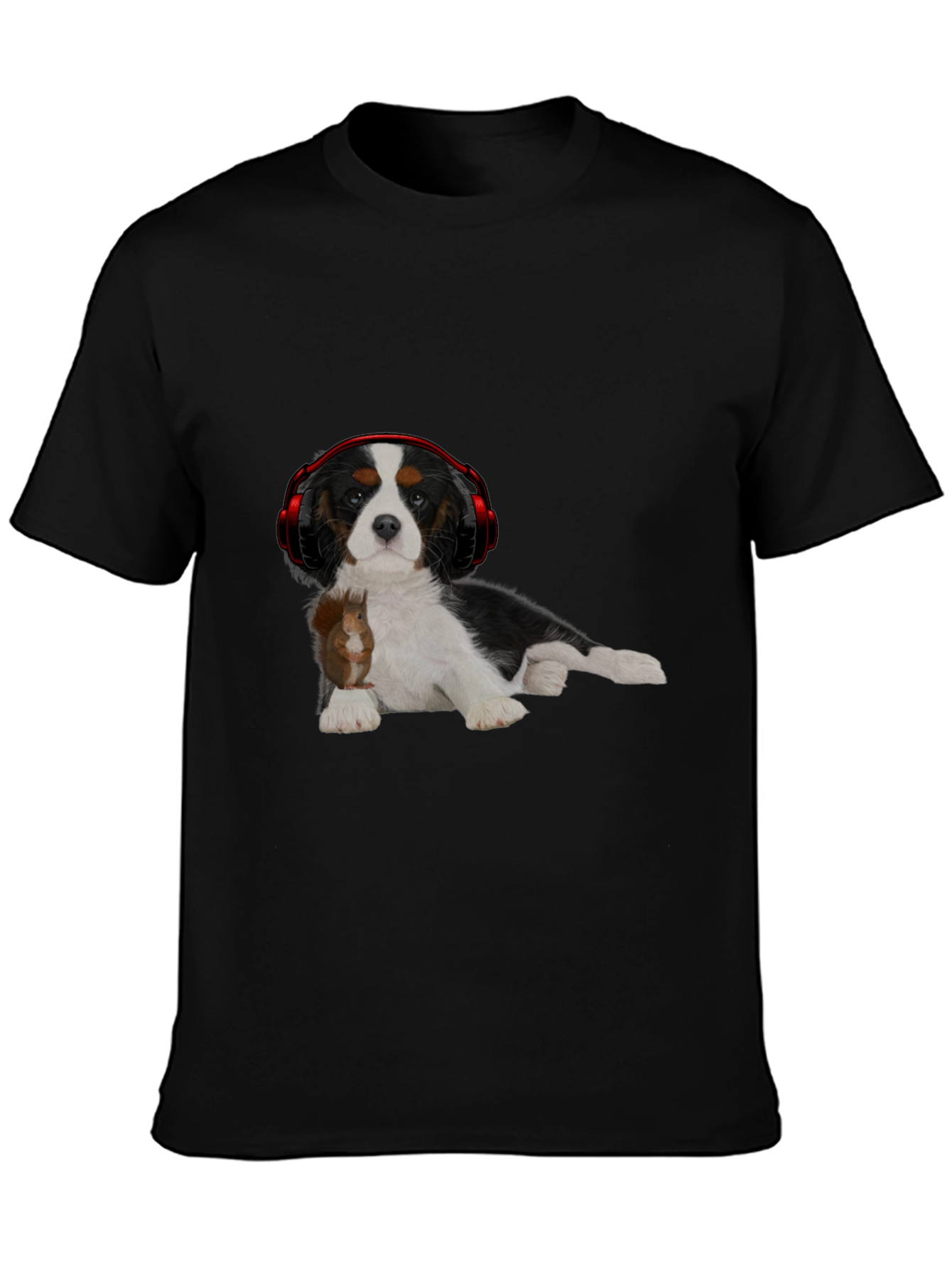 Dog with Squirrel and Headphones T-Shirt
