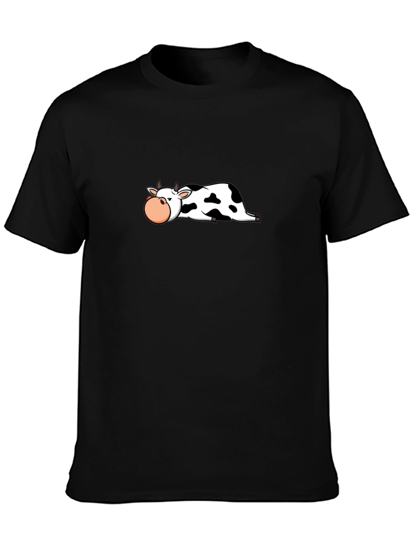 Lazy Cow Graphic Black T-Shirt - Casual Wear